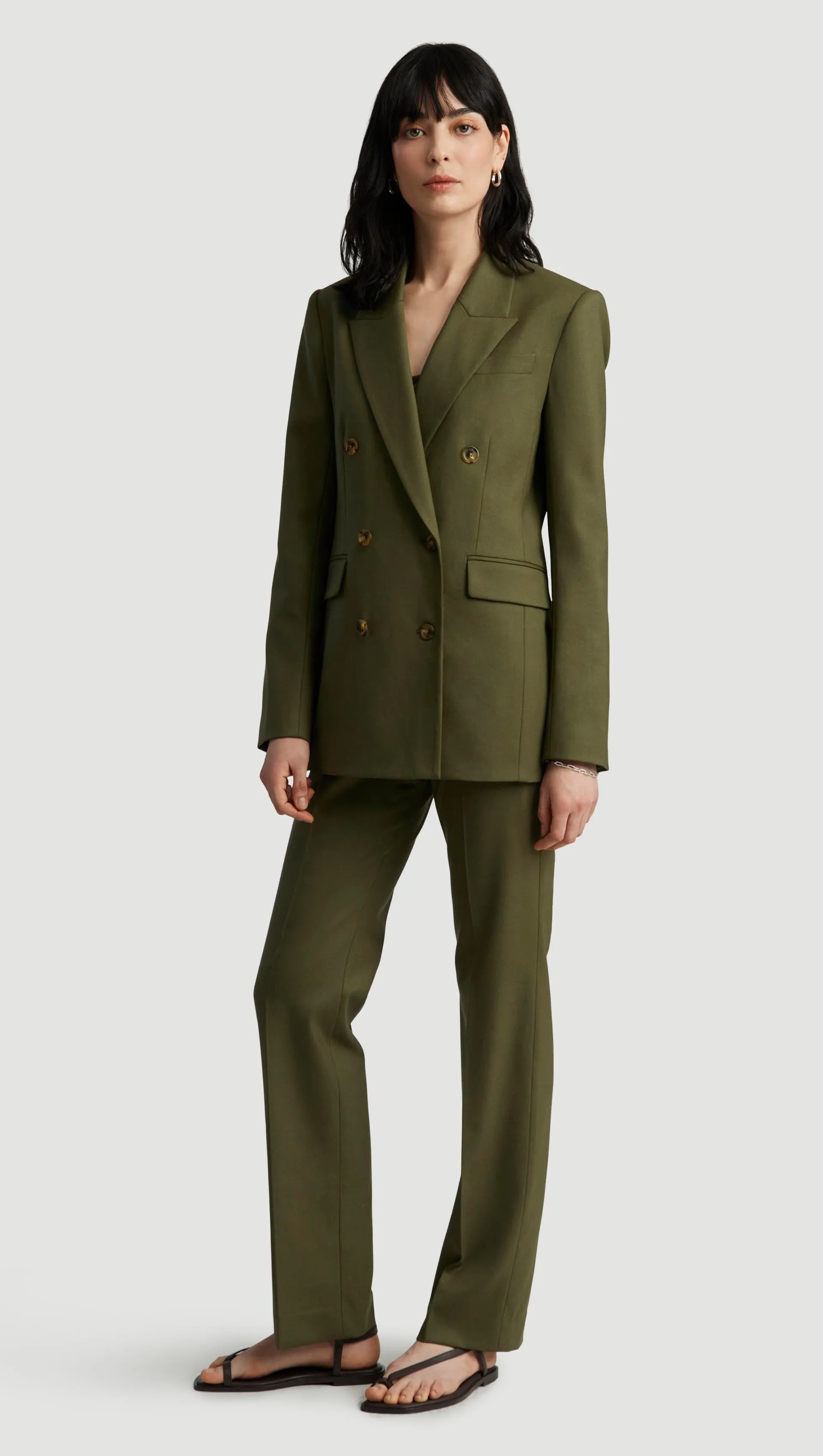 Double-Breasted Blazer in Seasonless Wool | Pine Needle sold by Argent product image thumbnail 5