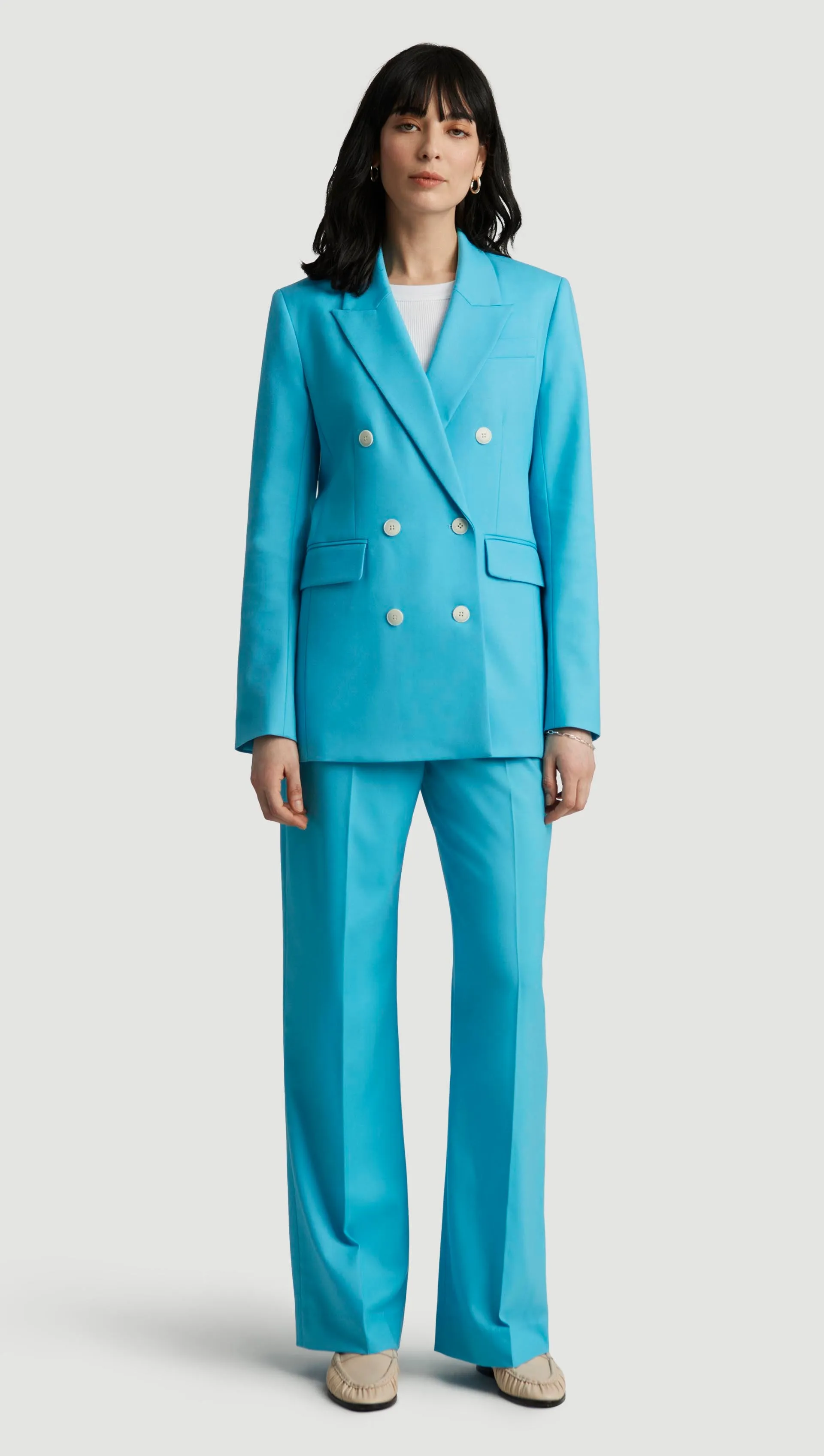 Double-Breasted Blazer in Seasonless Wool | Aqua sold by Argent product image thumbnail 2