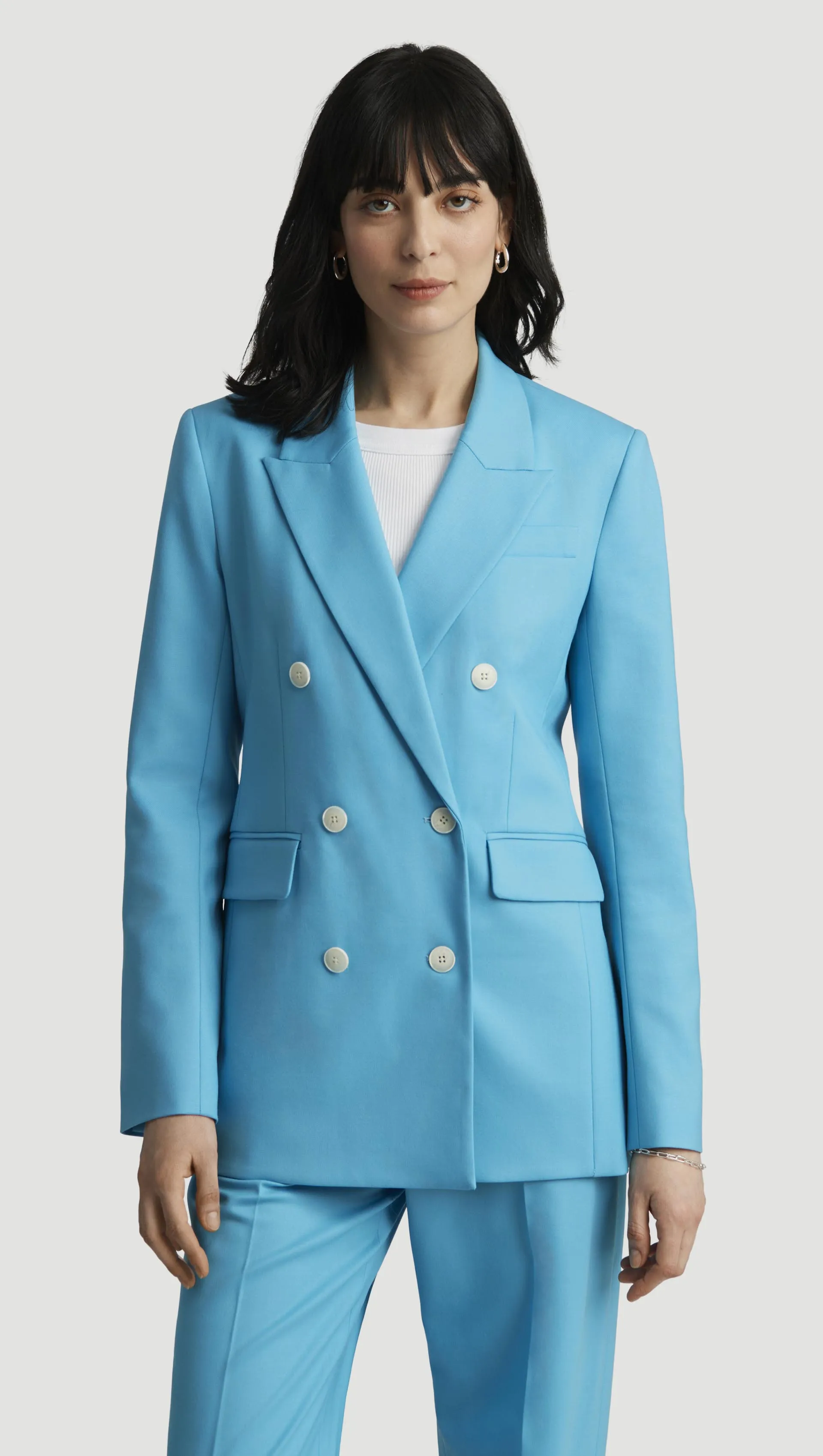 Double-Breasted Blazer in Seasonless Wool | Aqua sold by Argent