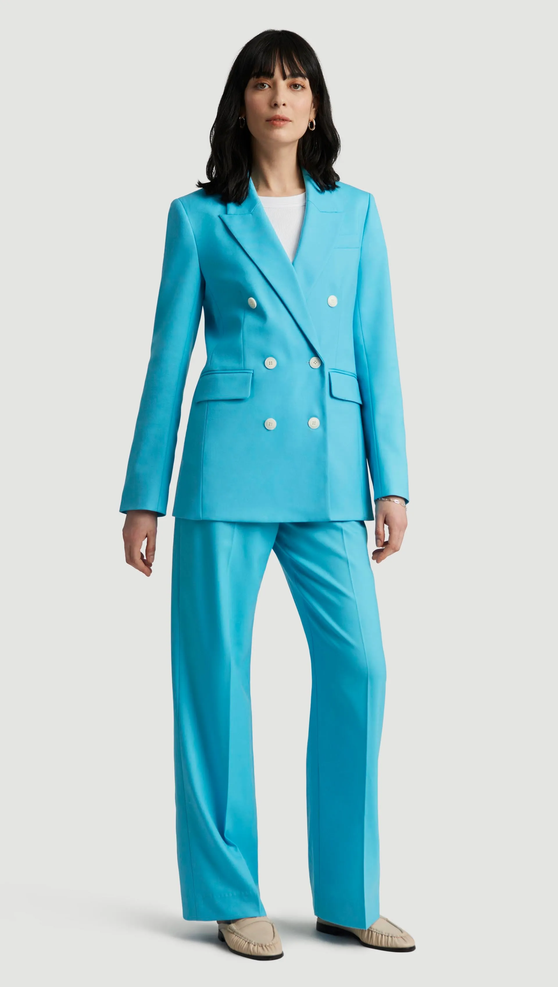 Double-Breasted Blazer in Seasonless Wool | Aqua sold by Argent product image thumbnail 3