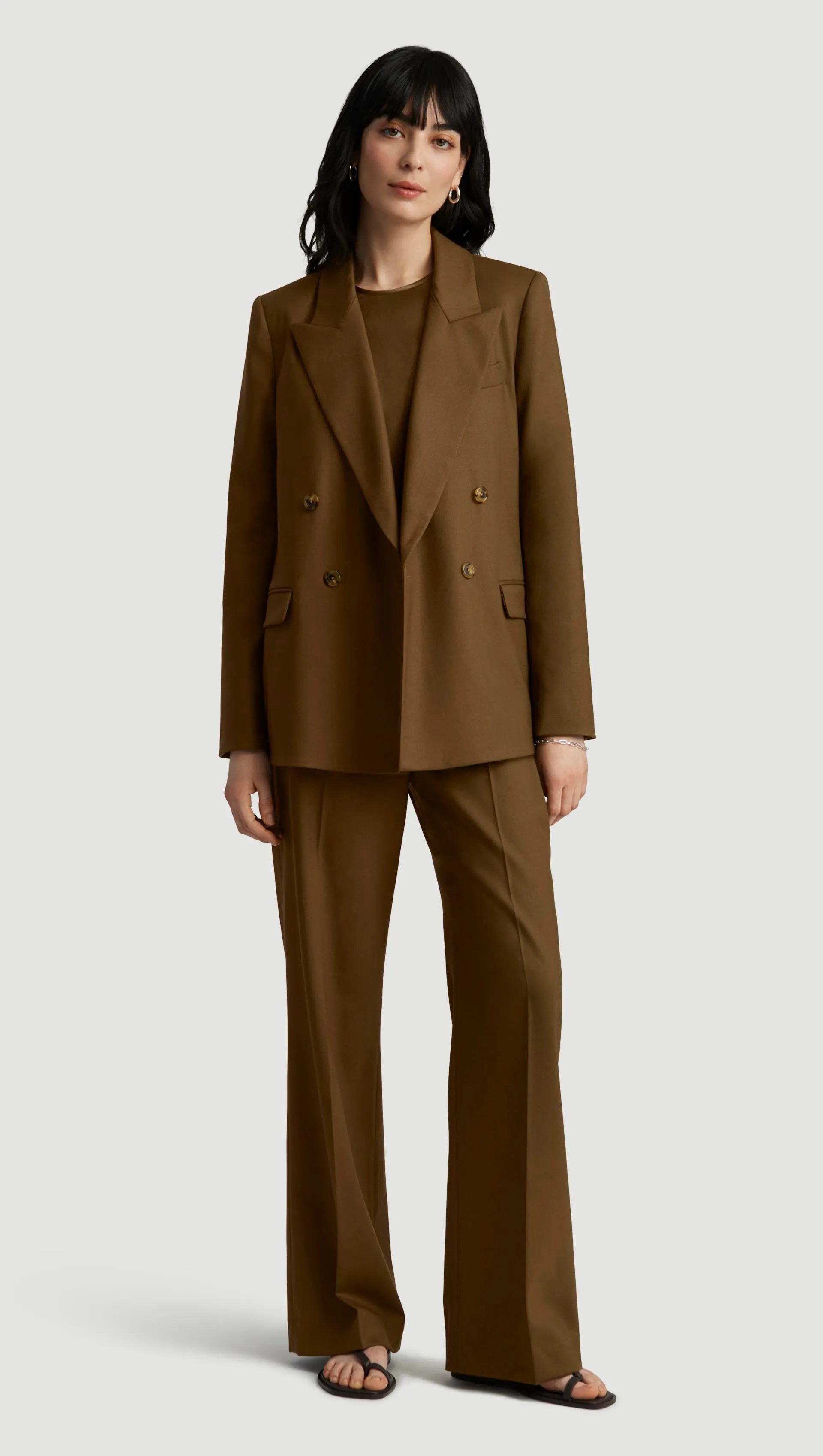 Peak Lapel Blazer in Seasonless Wool | Mushroom sold by Argent product image thumbnail 4