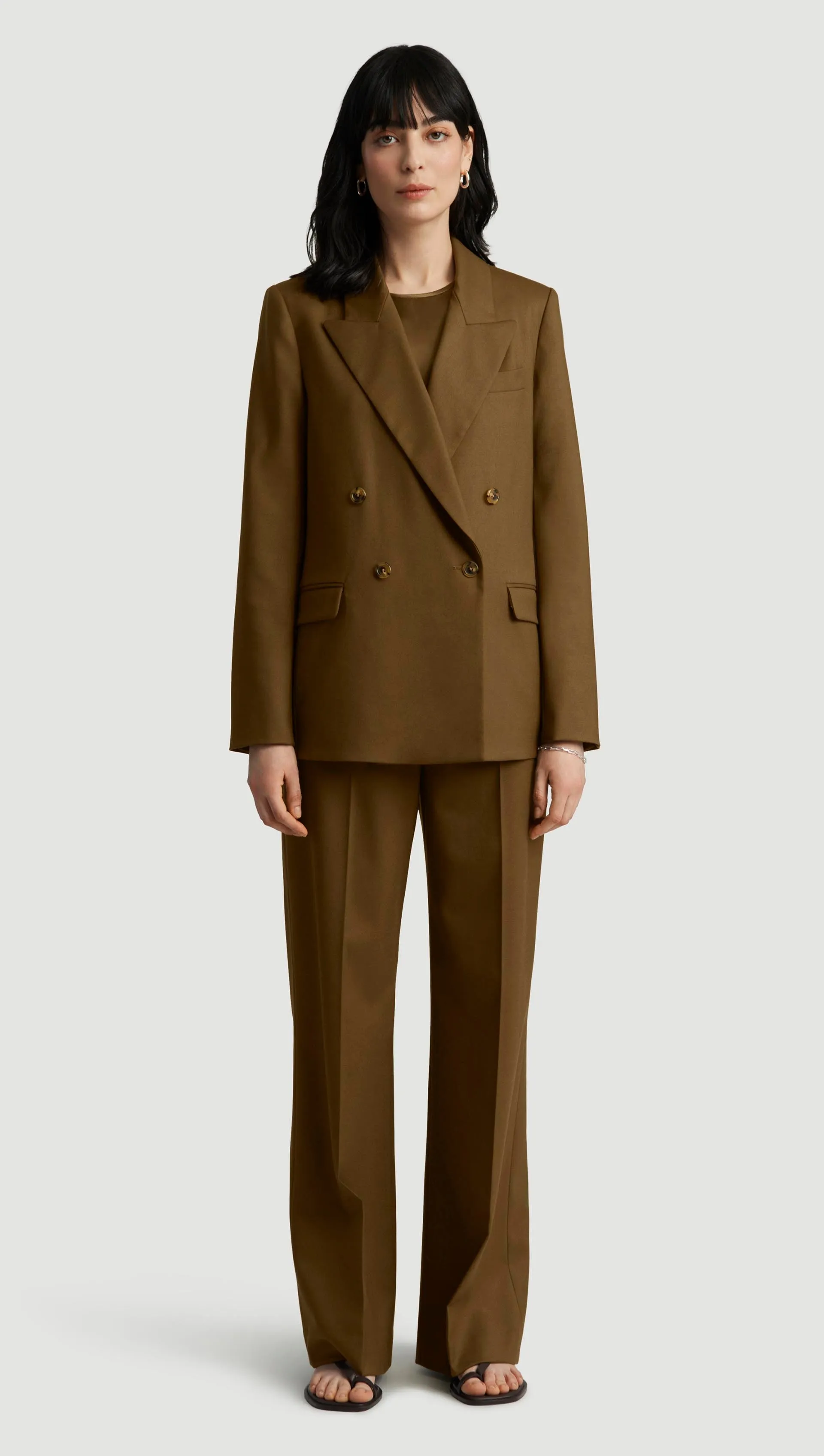 Peak Lapel Blazer in Seasonless Wool | Mushroom sold by Argent product image thumbnail 3