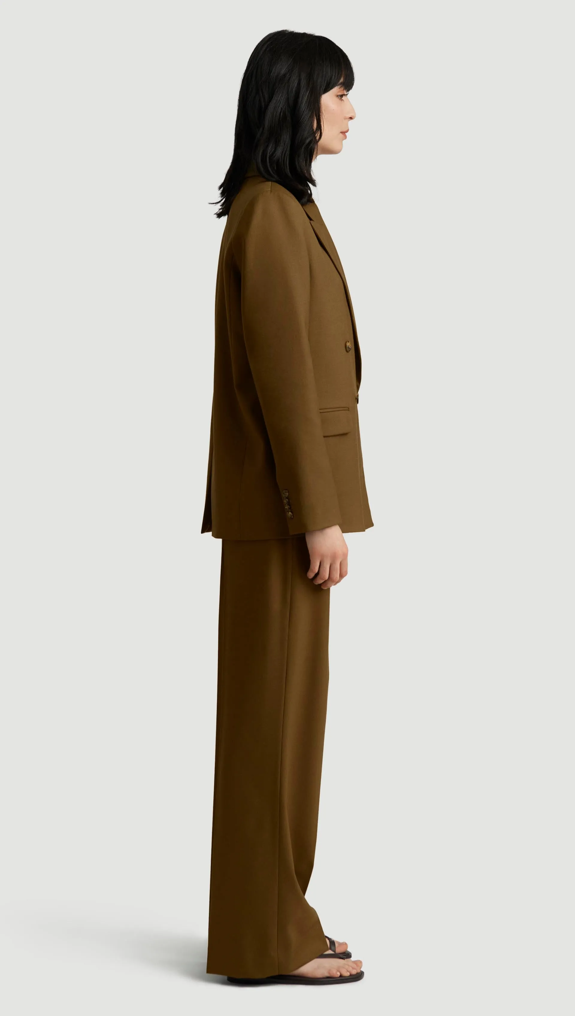 Peak Lapel Blazer in Seasonless Wool | Mushroom sold by Argent product image thumbnail 5