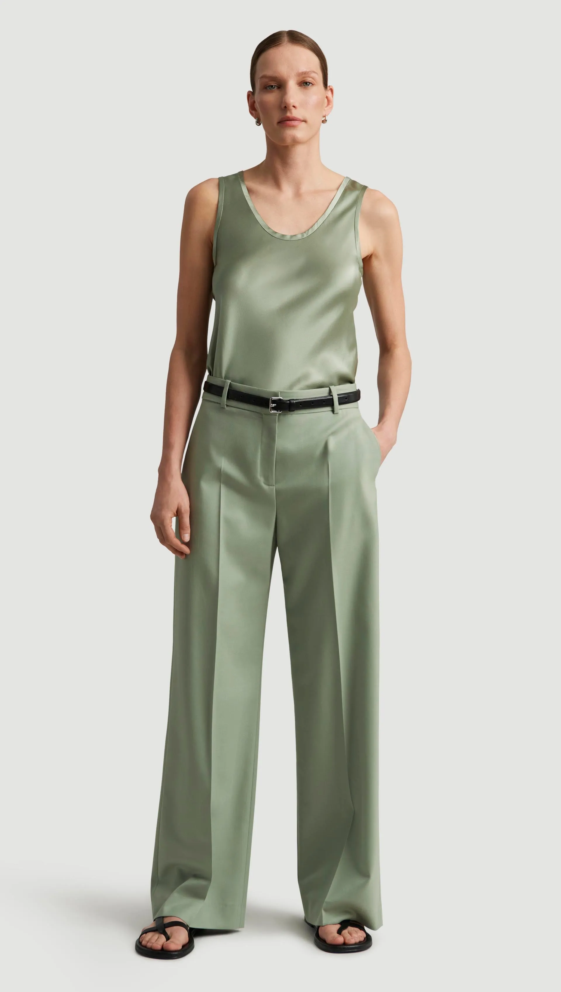 Soho Trouser in Seasonless Wool | Pistachio sold by Argent
