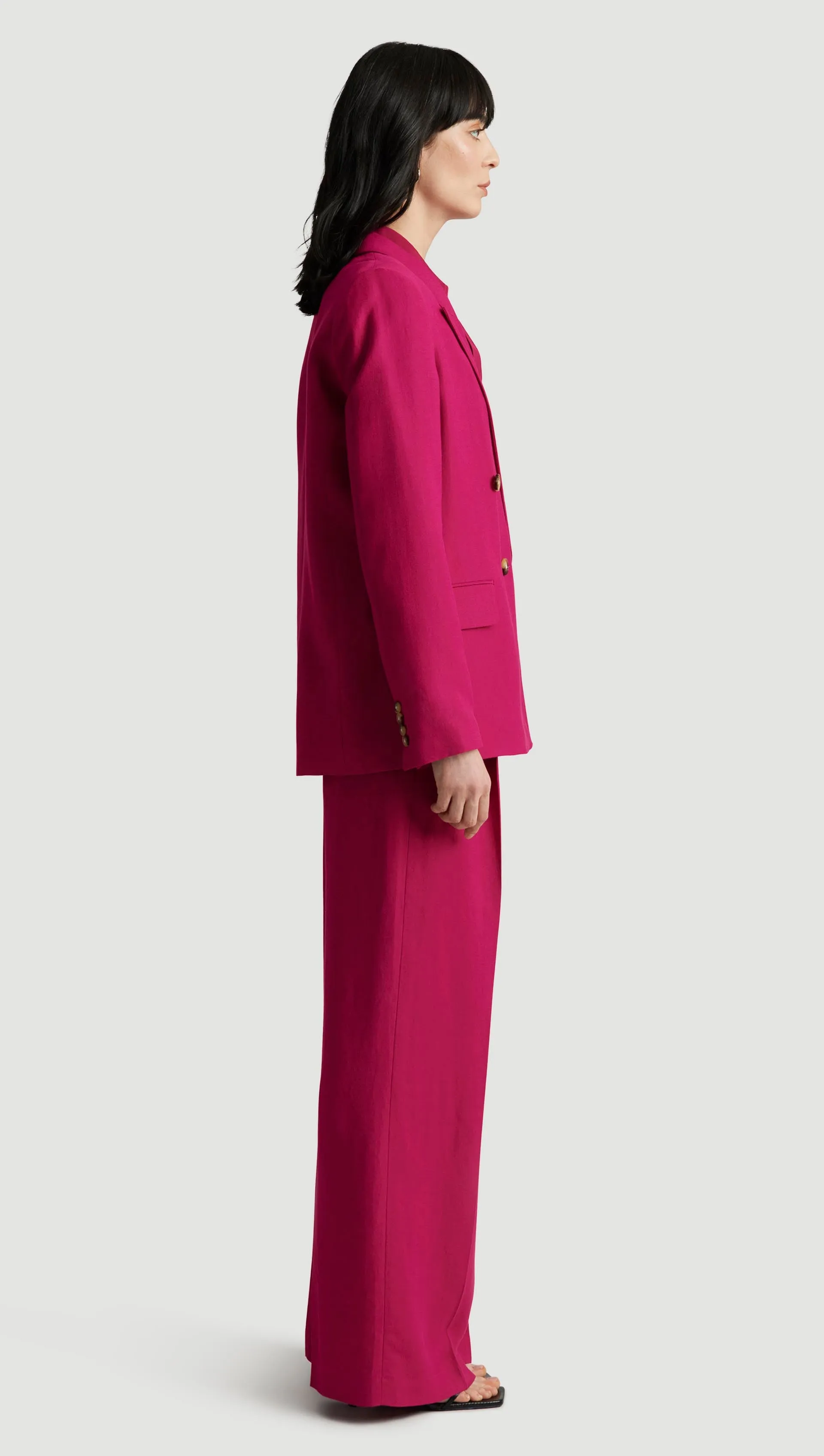 Peak Lapel Blazer in Viscose Linen Twill | Fuchsia sold by Argent product image thumbnail 4