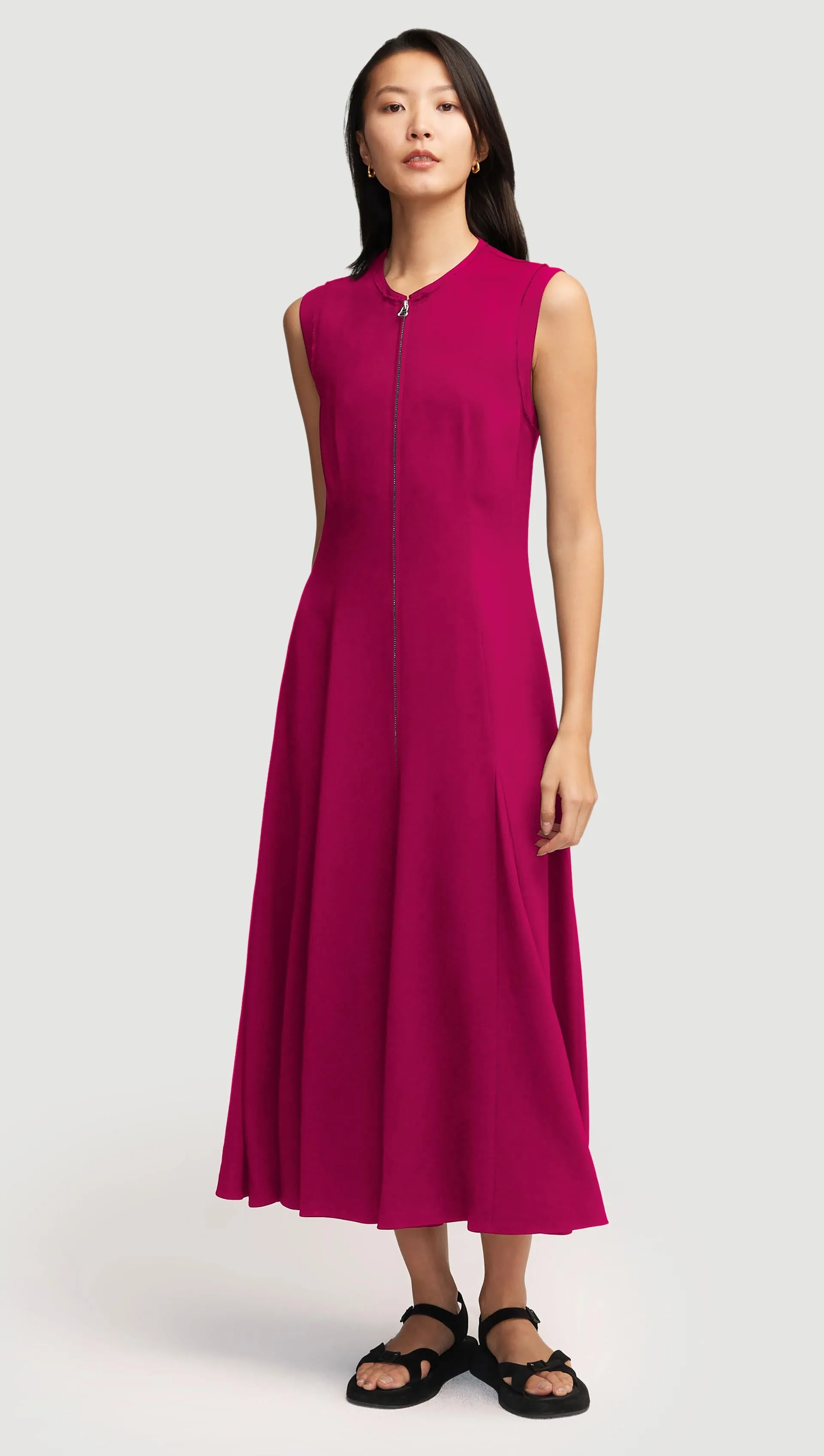 Cornelia Dress in Viscose Linen Twill | Fuchsia sold by Argent product image thumbnail 3