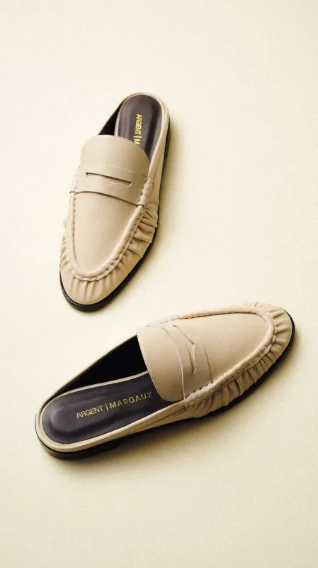 The Astor Loafer Mule in Bone Nappa sold by Argent