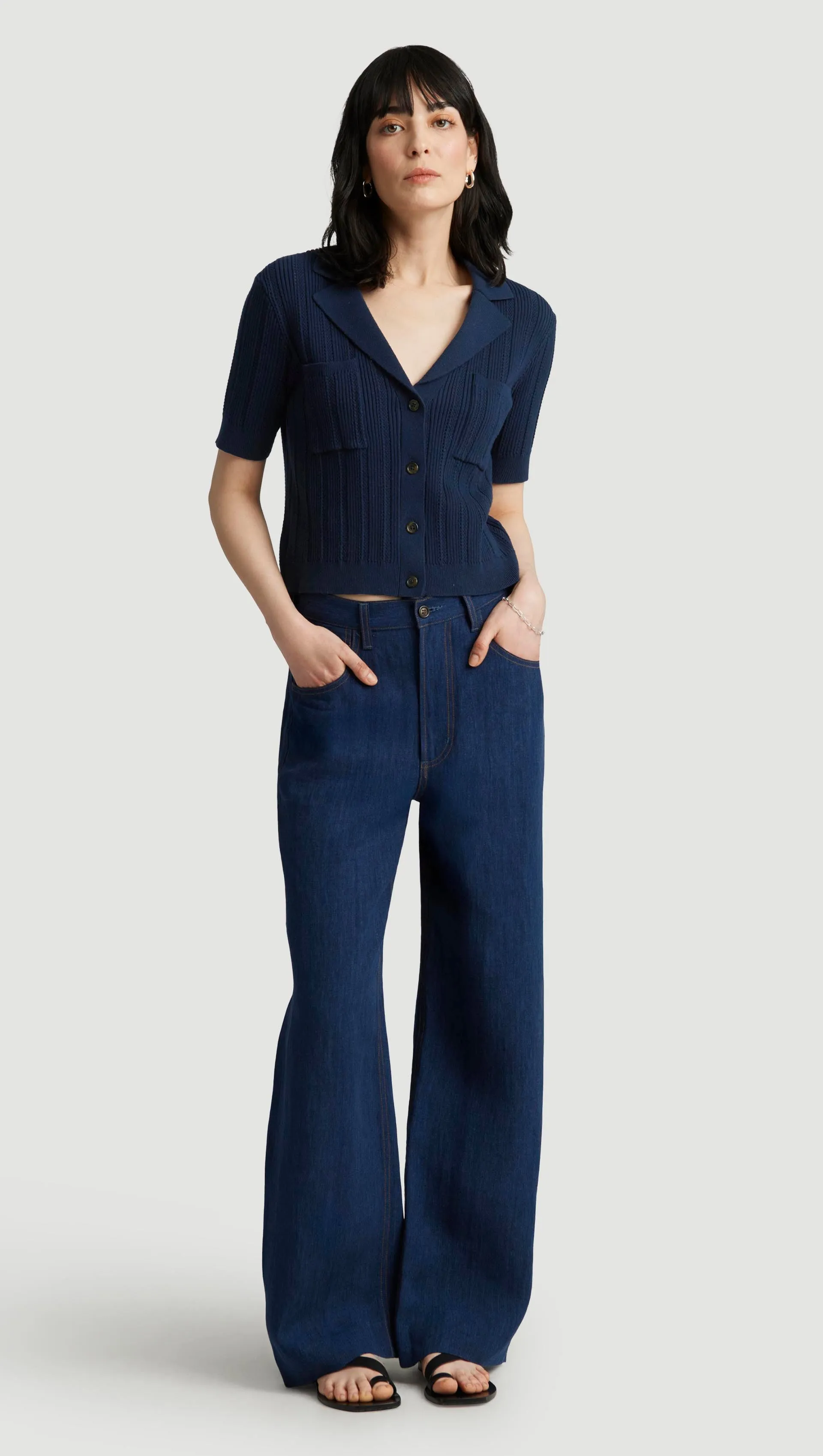 Collared Pocket Knit in Cotton | Midnight sold by Argent product image thumbnail 3