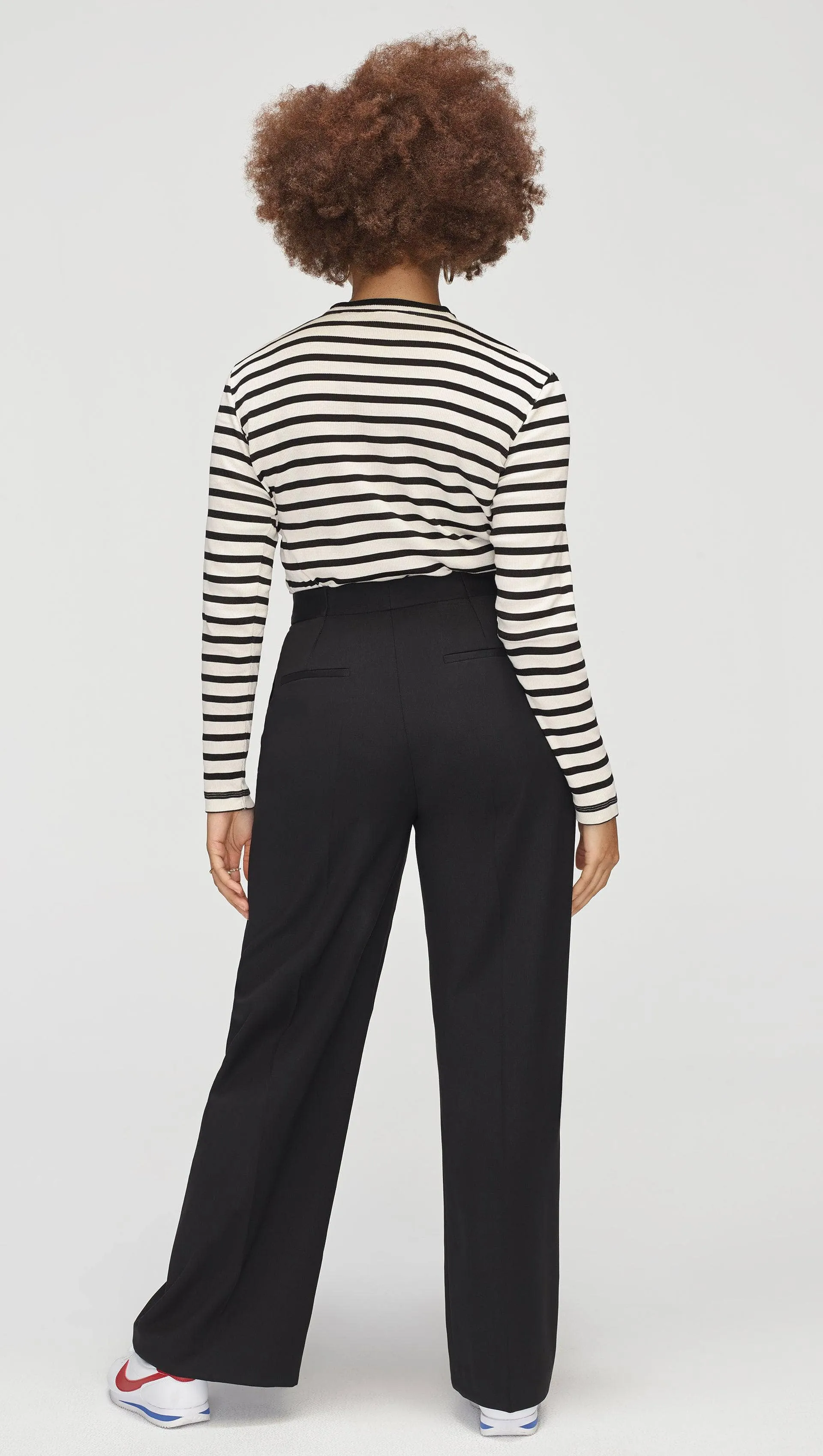 Striped Longsleeve Tee in Ribbed Cotton | Black/Ivory sold by Argent product image thumbnail 5