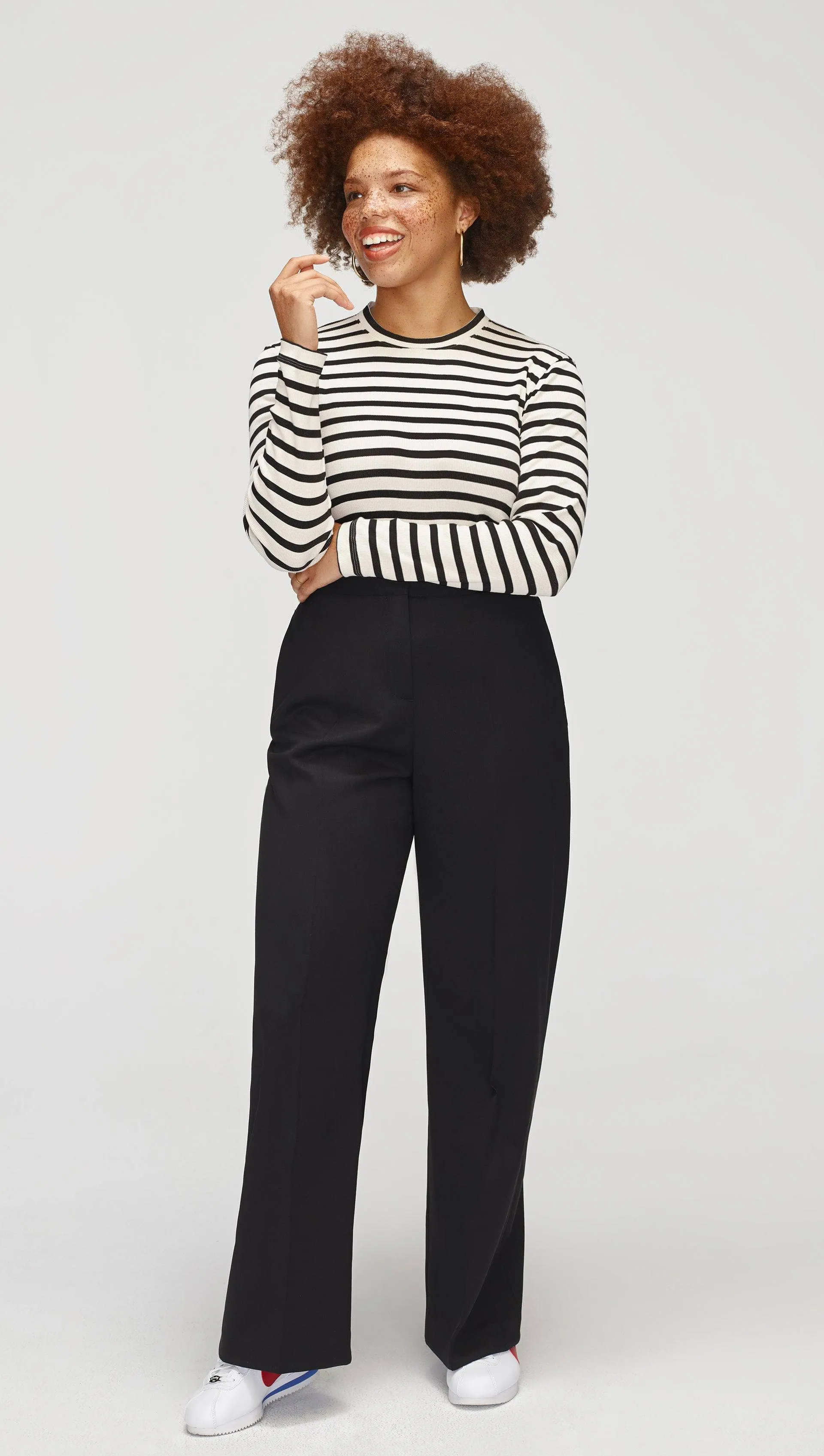 Striped Longsleeve Tee in Ribbed Cotton | Black/Ivory sold by Argent product image thumbnail 2