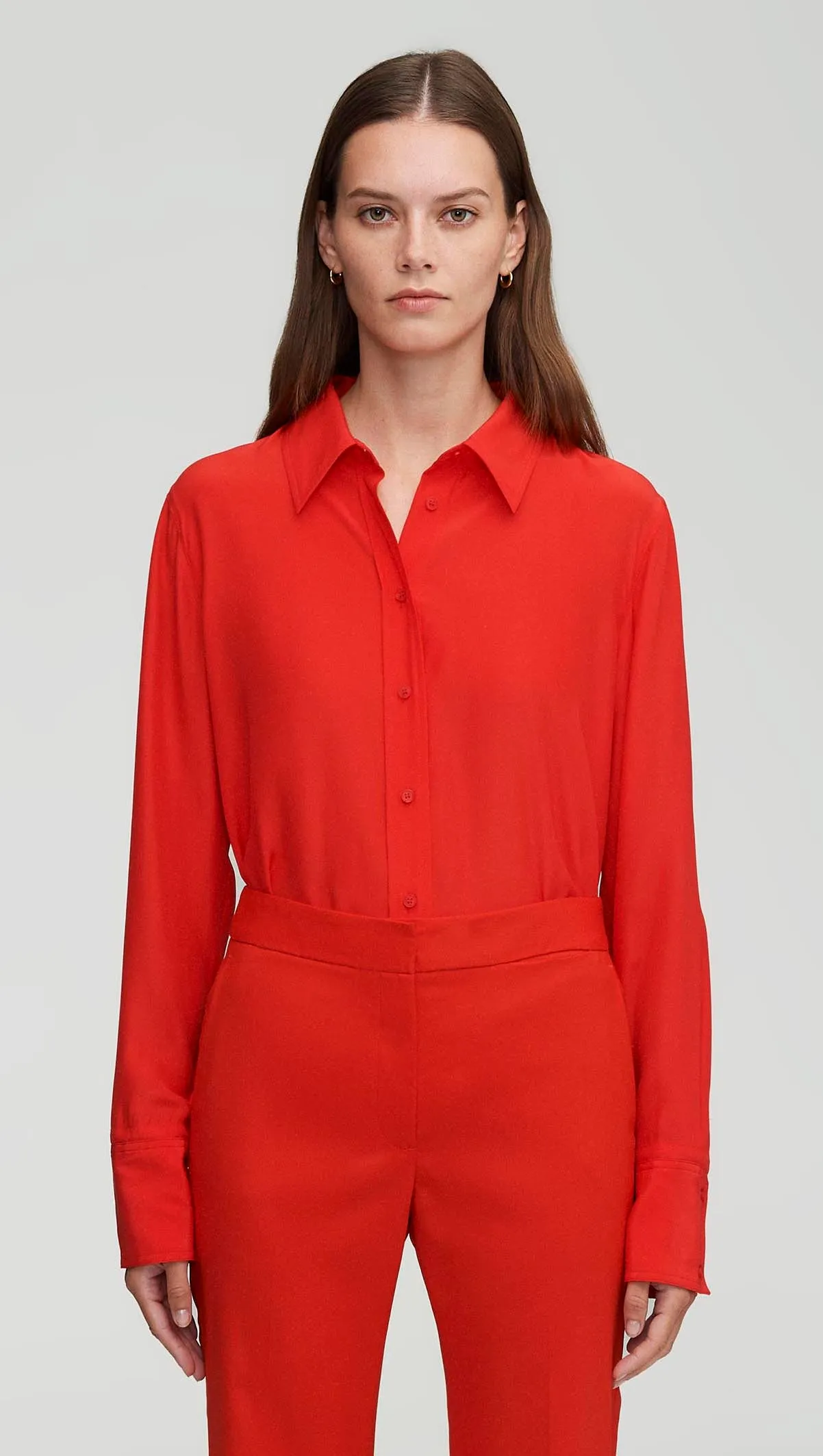 Slim Blouse in Matte-side Silk Charmeuse | Scarlet sold by Argent