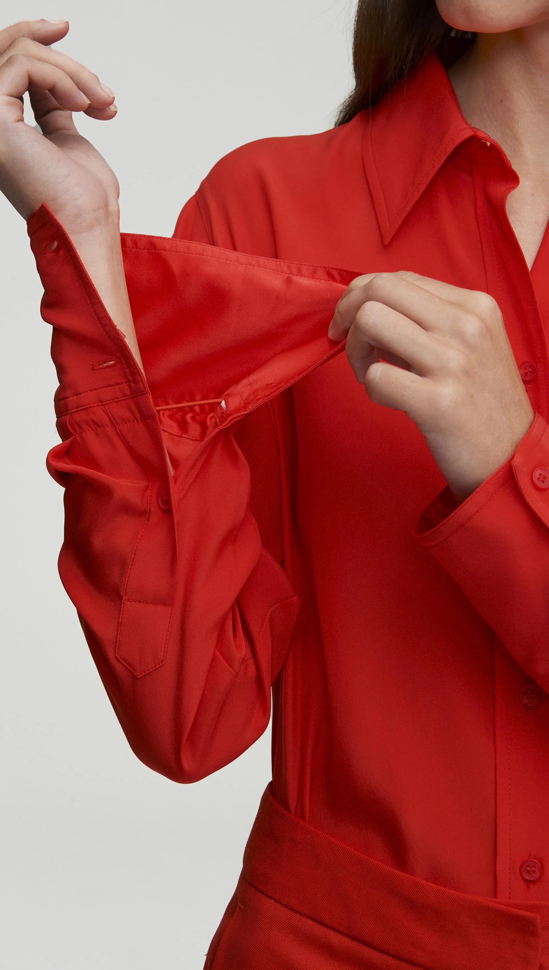 Slim Blouse in Matte-side Silk Charmeuse | Scarlet sold by Argent product image thumbnail 2