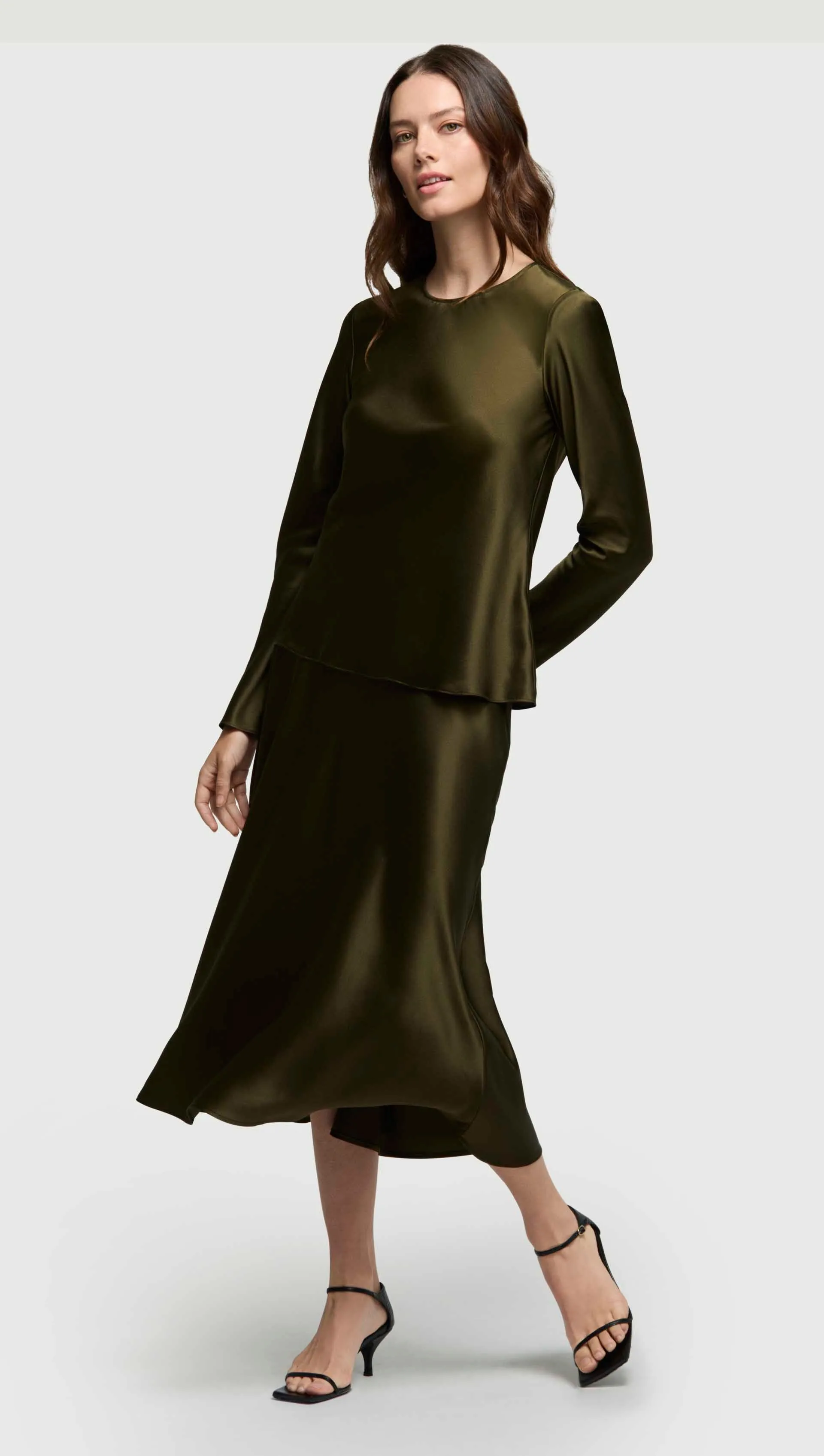 Longsleeve Bias Top in Silk Charmeuse | Basil sold by Argent product image thumbnail 4