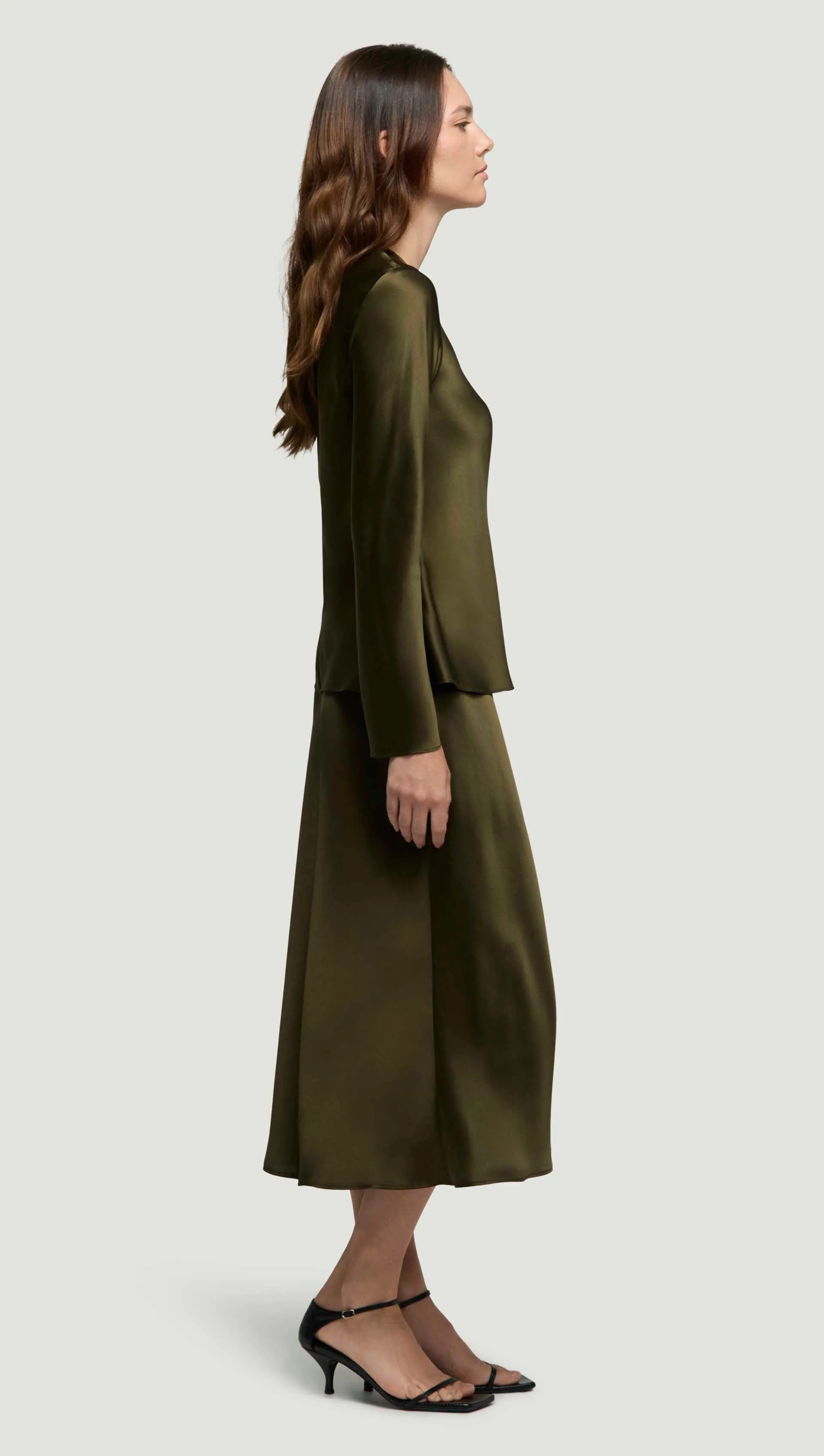 Longsleeve Bias Top in Silk Charmeuse | Basil sold by Argent product image thumbnail 5