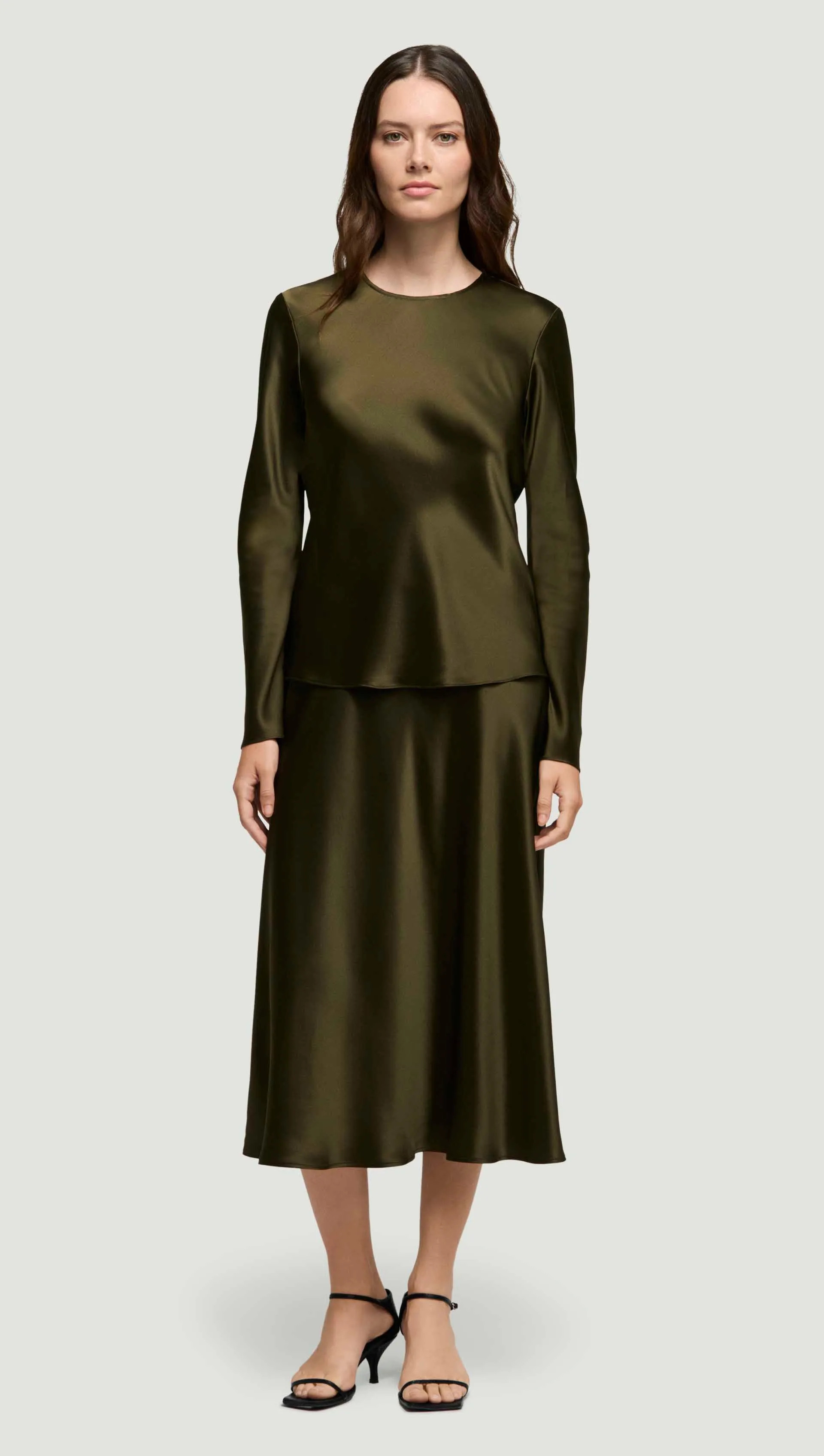 Longsleeve Bias Top in Silk Charmeuse | Basil sold by Argent product image thumbnail 3