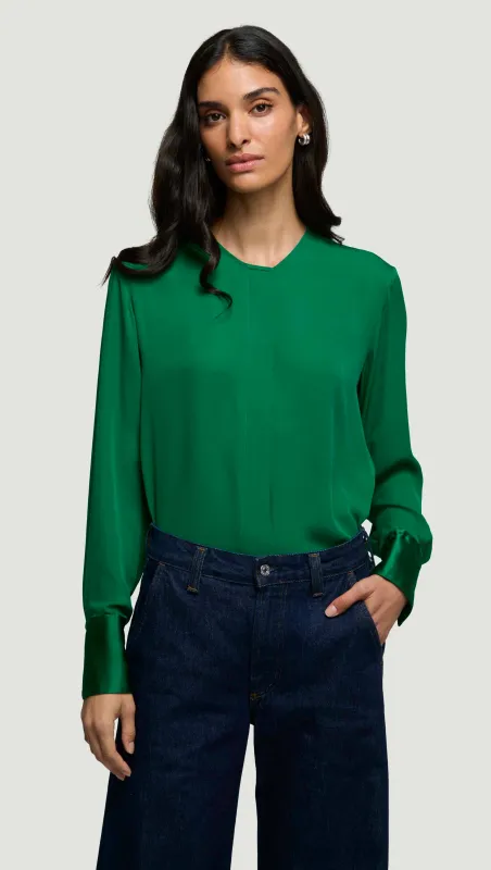 Collarless Blouse in Double Georgette | Jade sold by Argent