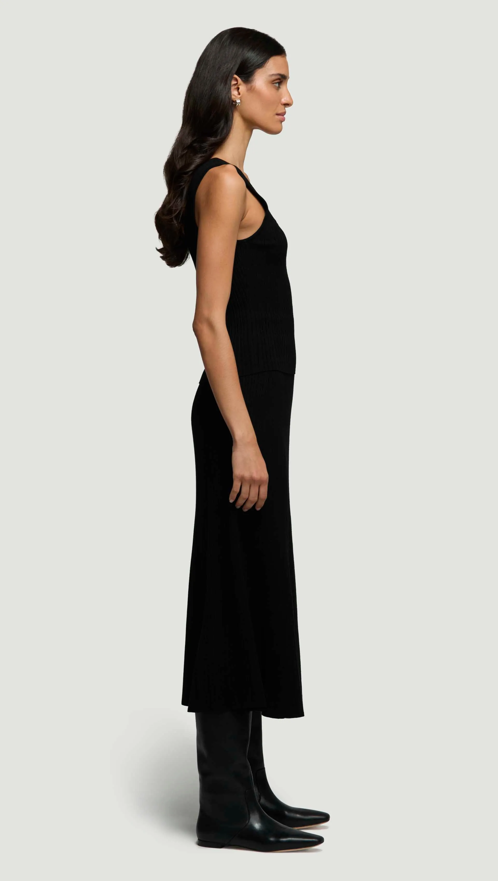 Square-Neck Ribbed Top in Variegated Rib Stretch | Black sold by Argent product image thumbnail 4