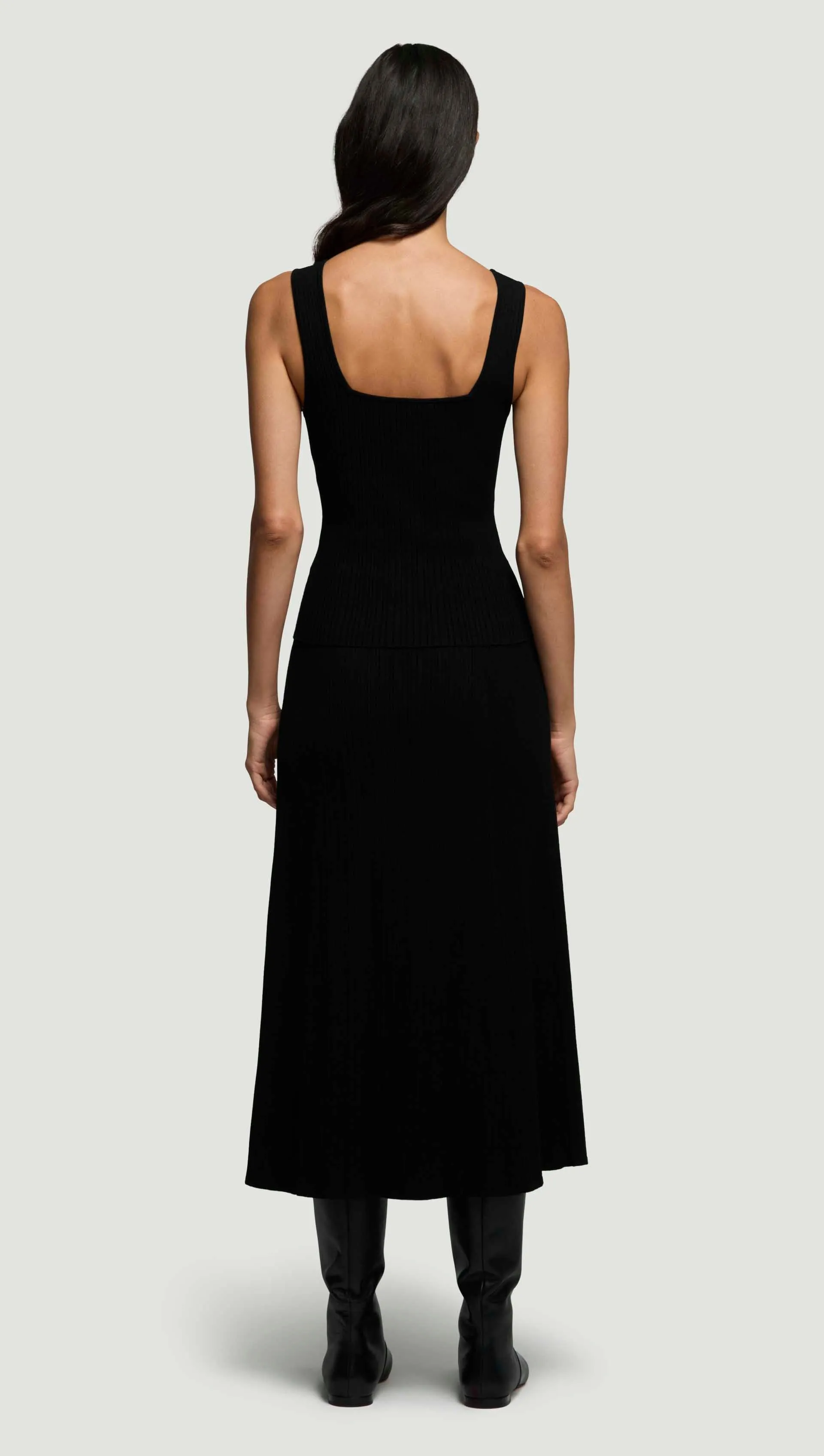 Square-Neck Ribbed Top in Variegated Rib Stretch | Black sold by Argent product image thumbnail 5