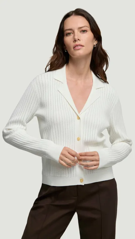 Collared Cardigan in Viscose Blend | Ivory sold by Argent