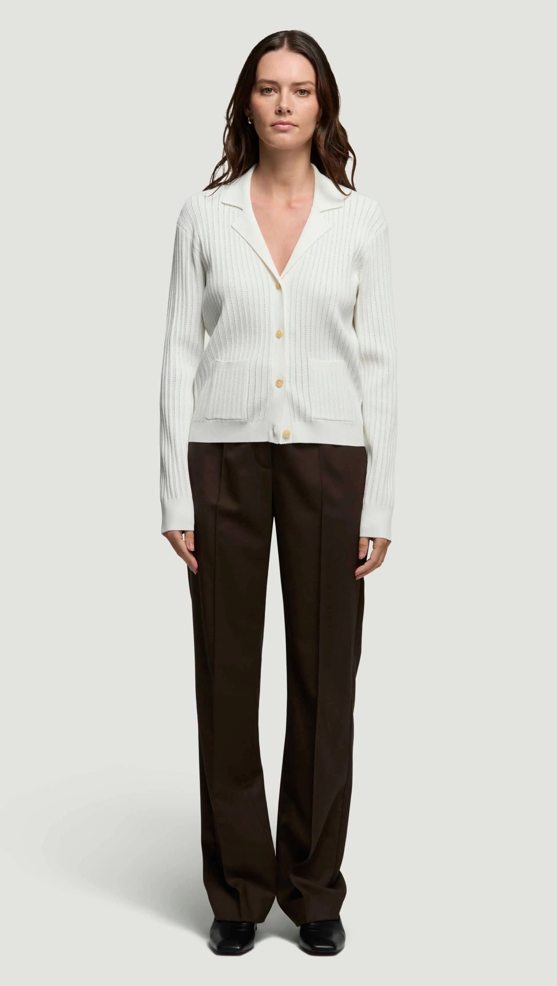 Collared Cardigan in Viscose Blend | Ivory sold by Argent product image thumbnail 3