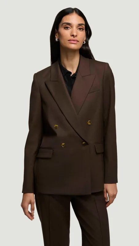 Peak Lapel Blazer in Seasonless Wool | Espresso sold by Argent