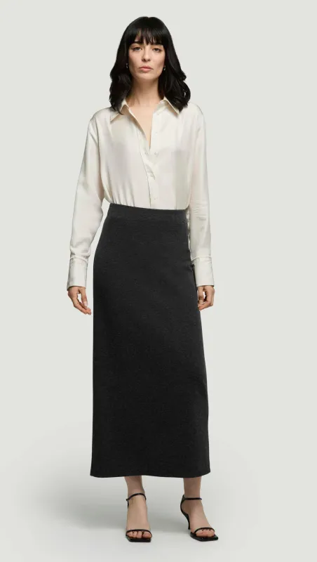 Slim Skirt in Wool Jersey | Dark Grey Melange sold by Argent