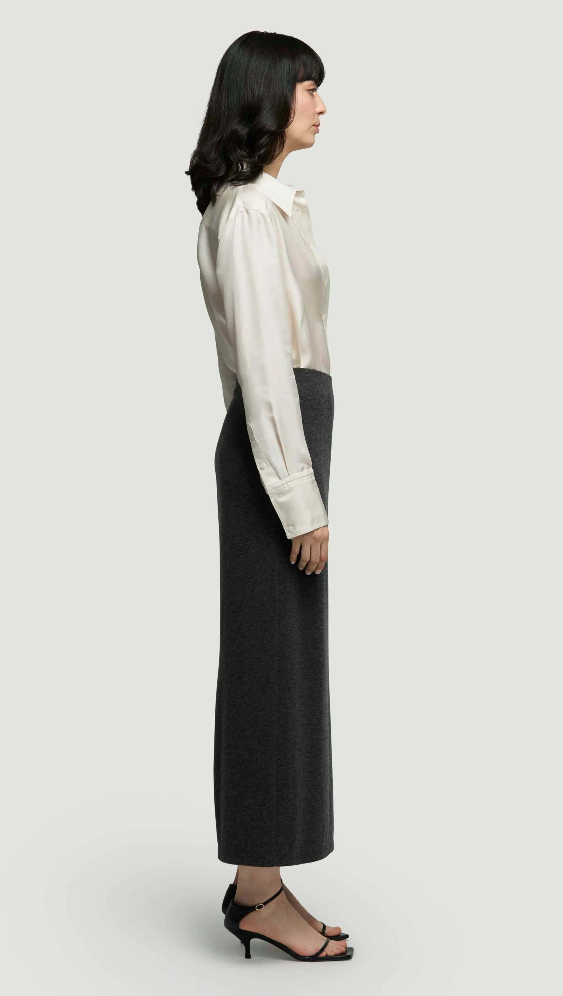 Slim Skirt in Wool Jersey | Dark Grey Melange sold by Argent product image thumbnail 3