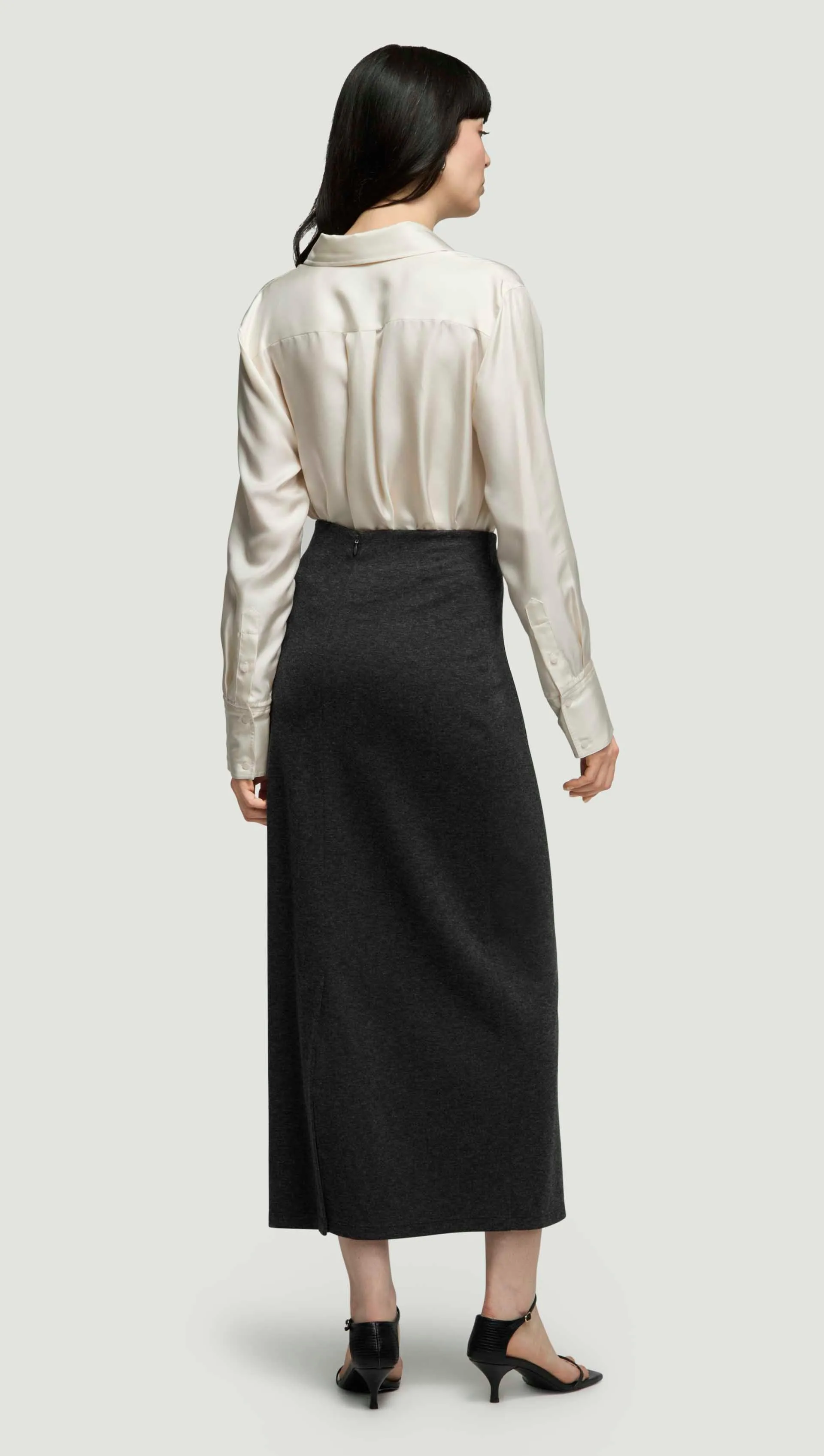 Slim Skirt in Wool Jersey | Dark Grey Melange sold by Argent product image thumbnail 5
