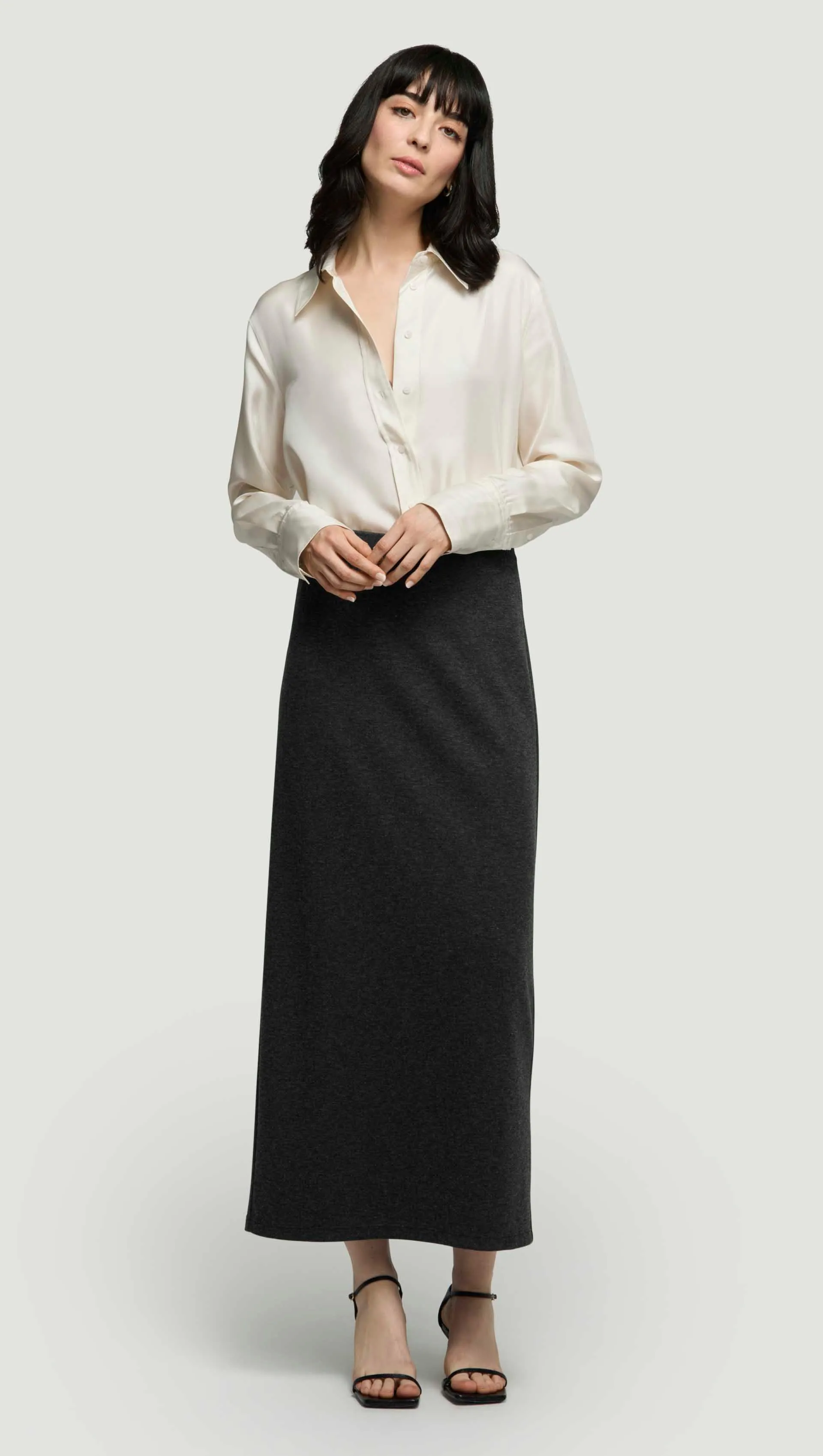 Slim Skirt in Wool Jersey | Dark Grey Melange sold by Argent product image thumbnail 2