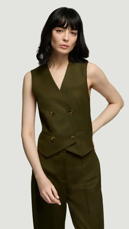 Double-Breasted Waistcoat in Seasonless Wool | Basil sold by Argent