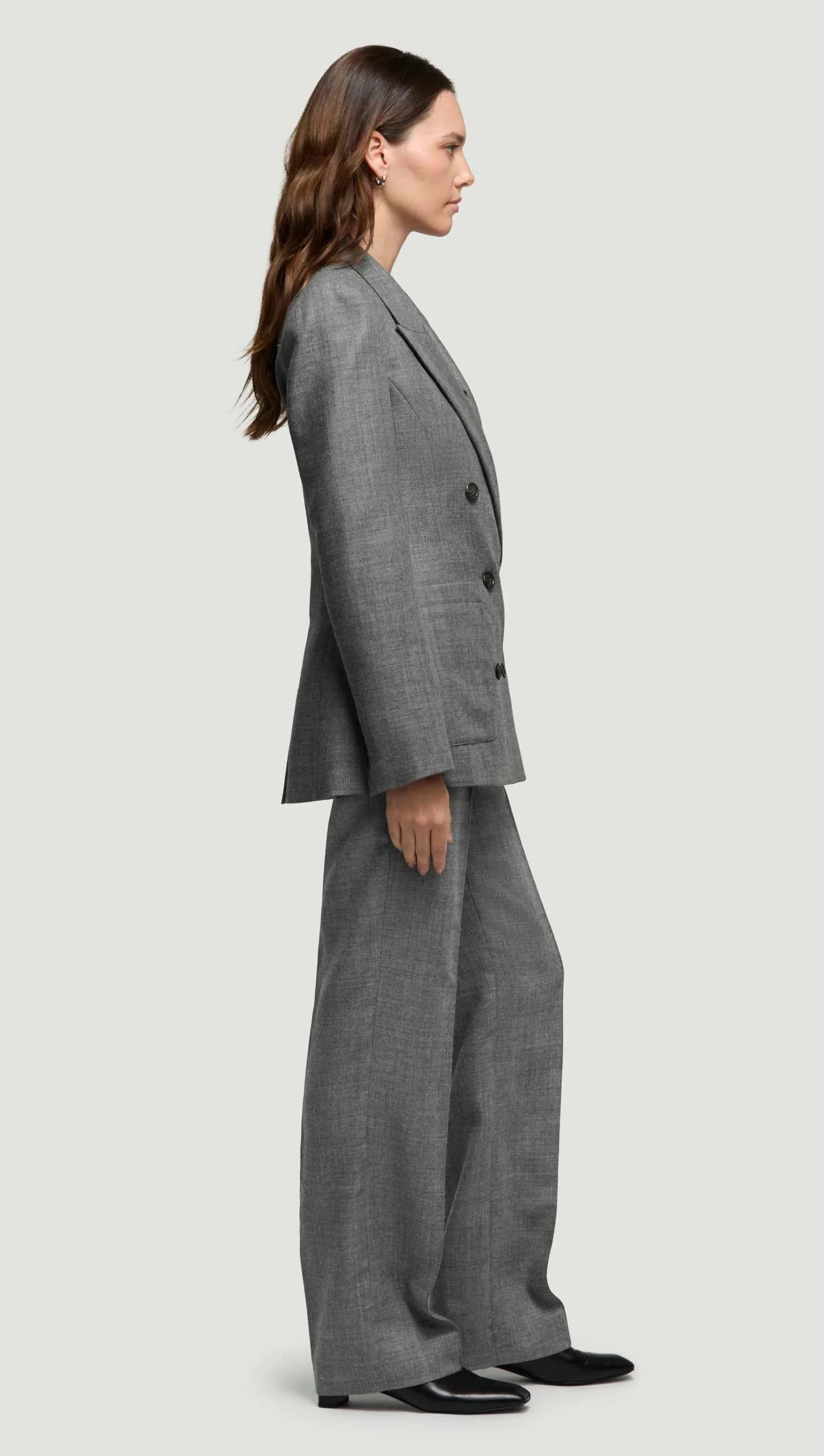 Chelsea Blazer in Textured Wool Twill | Grey Melange sold by Argent product image thumbnail 4