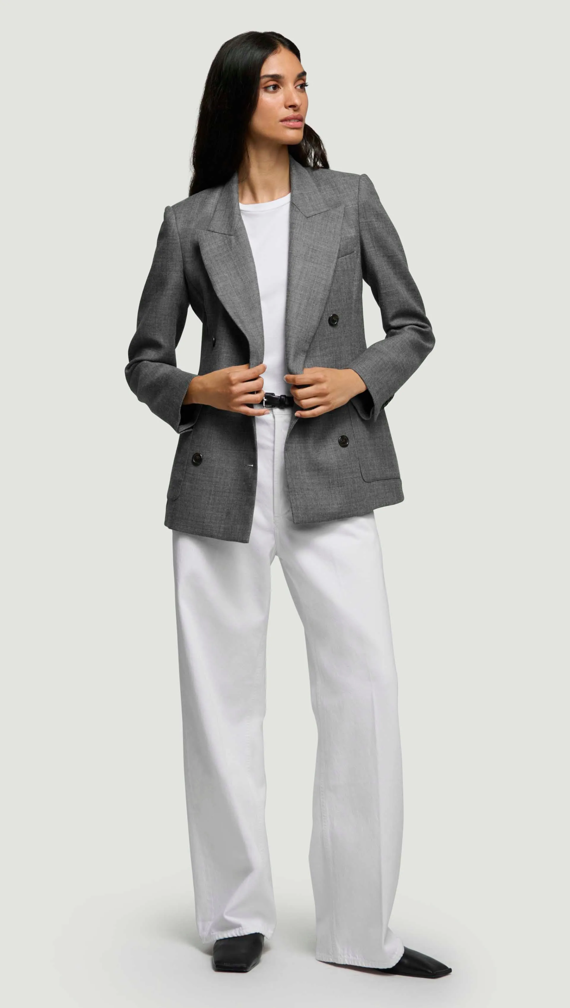 Chelsea Blazer in Textured Wool Twill | Grey Melange sold by Argent product image thumbnail 2