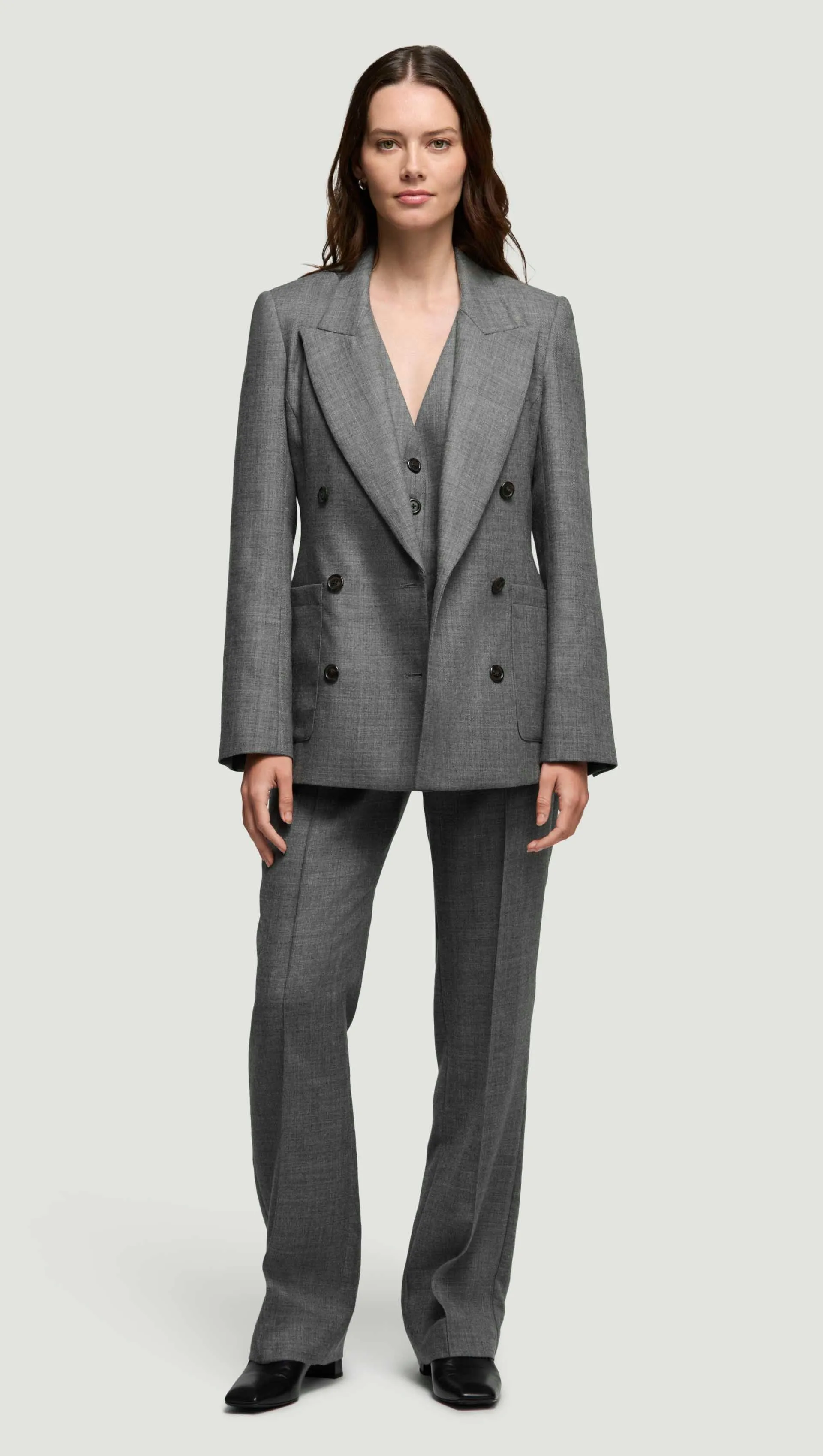 Chelsea Blazer in Textured Wool Twill | Grey Melange sold by Argent product image thumbnail 3