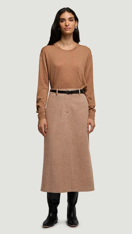 Tailored Skirt in Double-Faced Wool | Oat sold by Argent