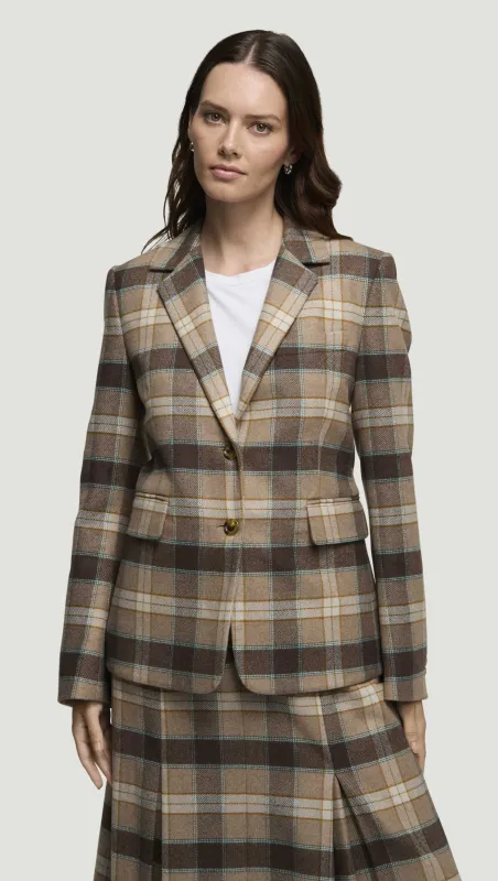 Copain Blazer in Wool | Brown Plaid sold by Argent