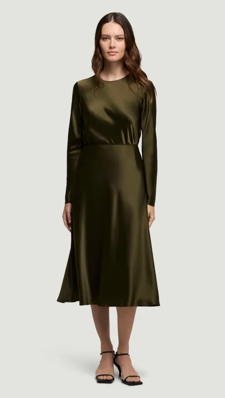 Bias Midi Skirt in Silk Charmeuse | Basil sold by Argent