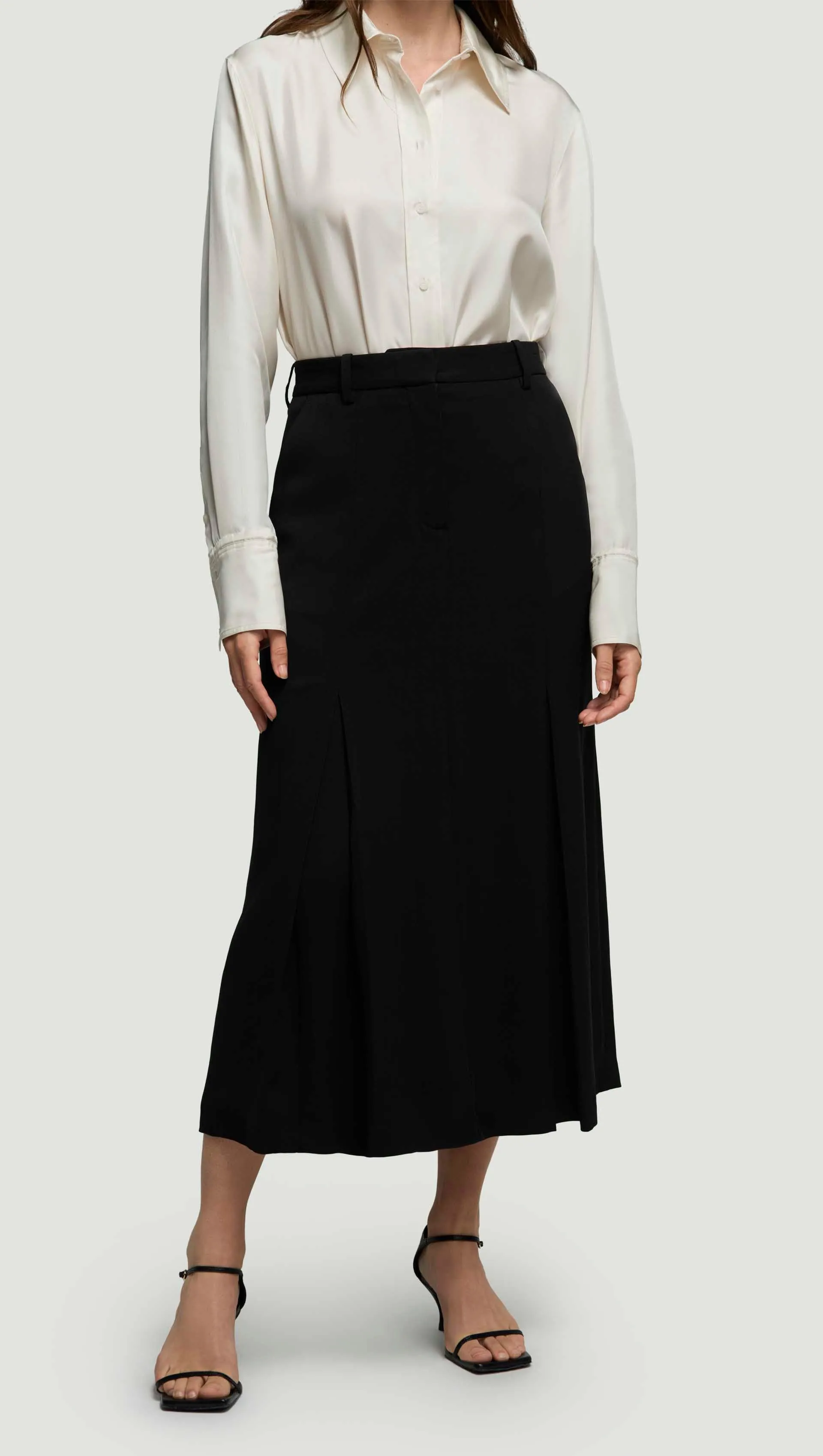 Godet Skirt in Stretch Crepe | Black sold by Argent product image thumbnail 5