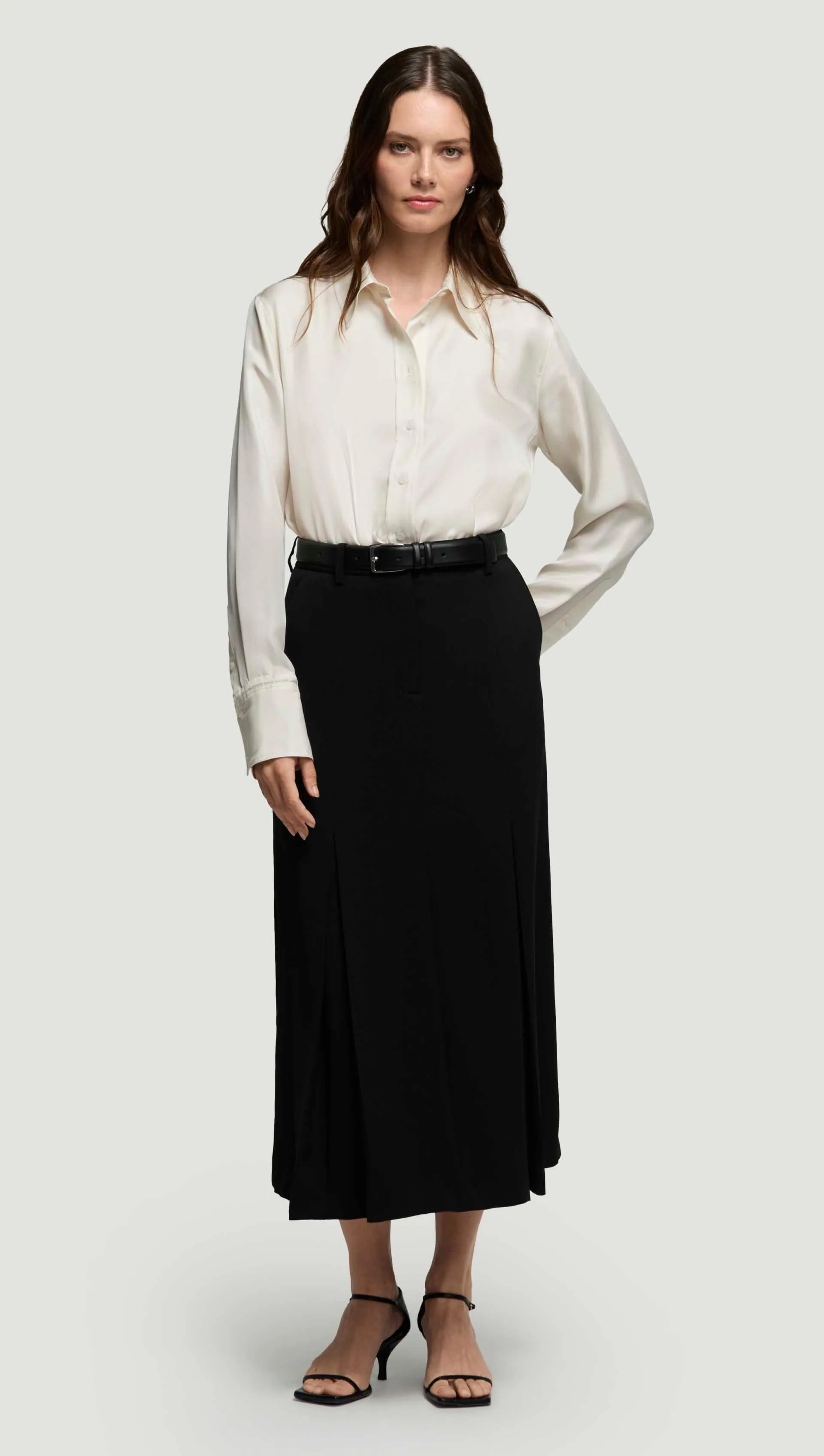 Godet Skirt in Stretch Crepe | Black sold by Argent product image thumbnail 2
