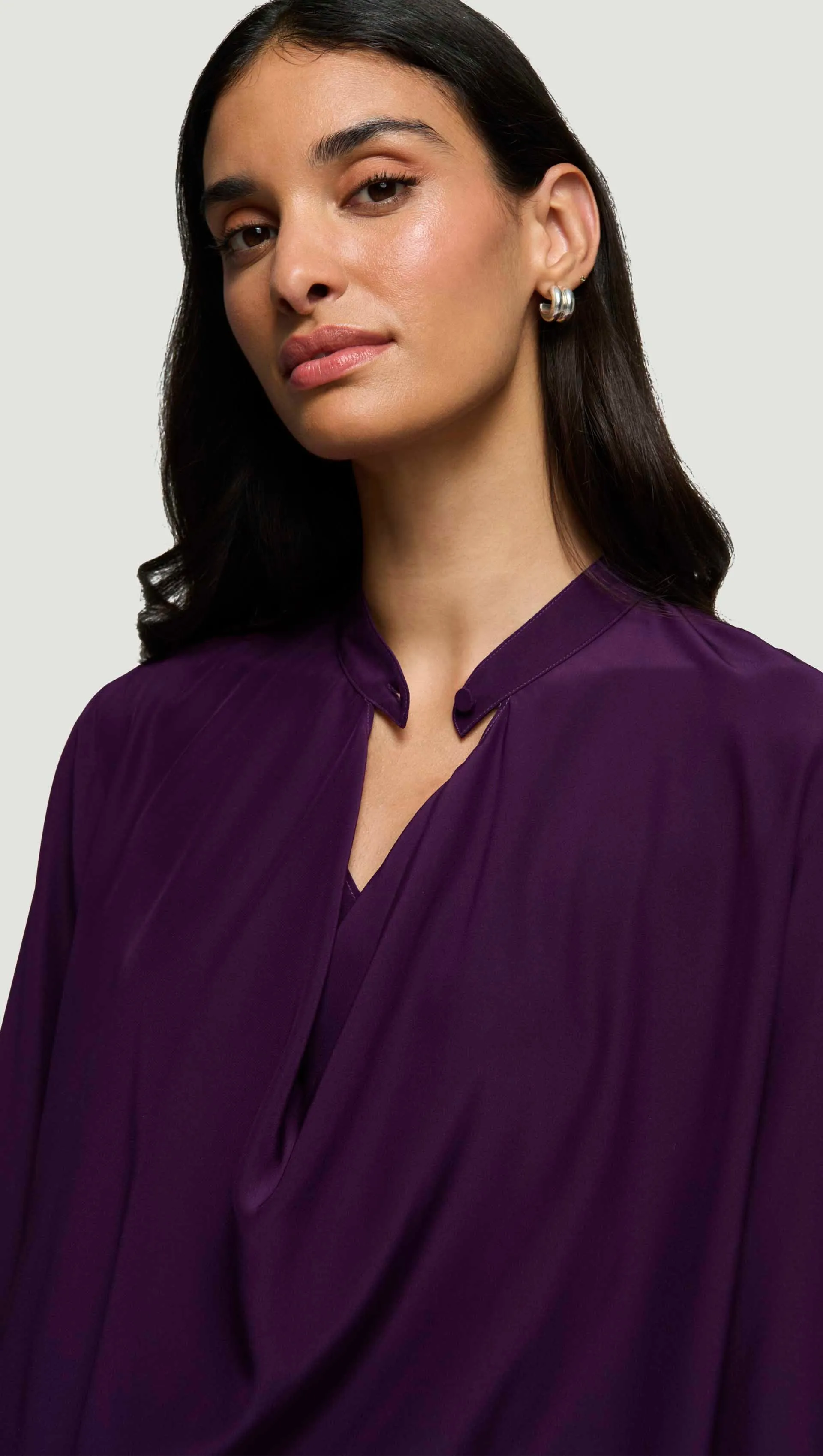 Cowl Neck Blouse in Silk Charmeuse | Grape sold by Argent product image thumbnail 2