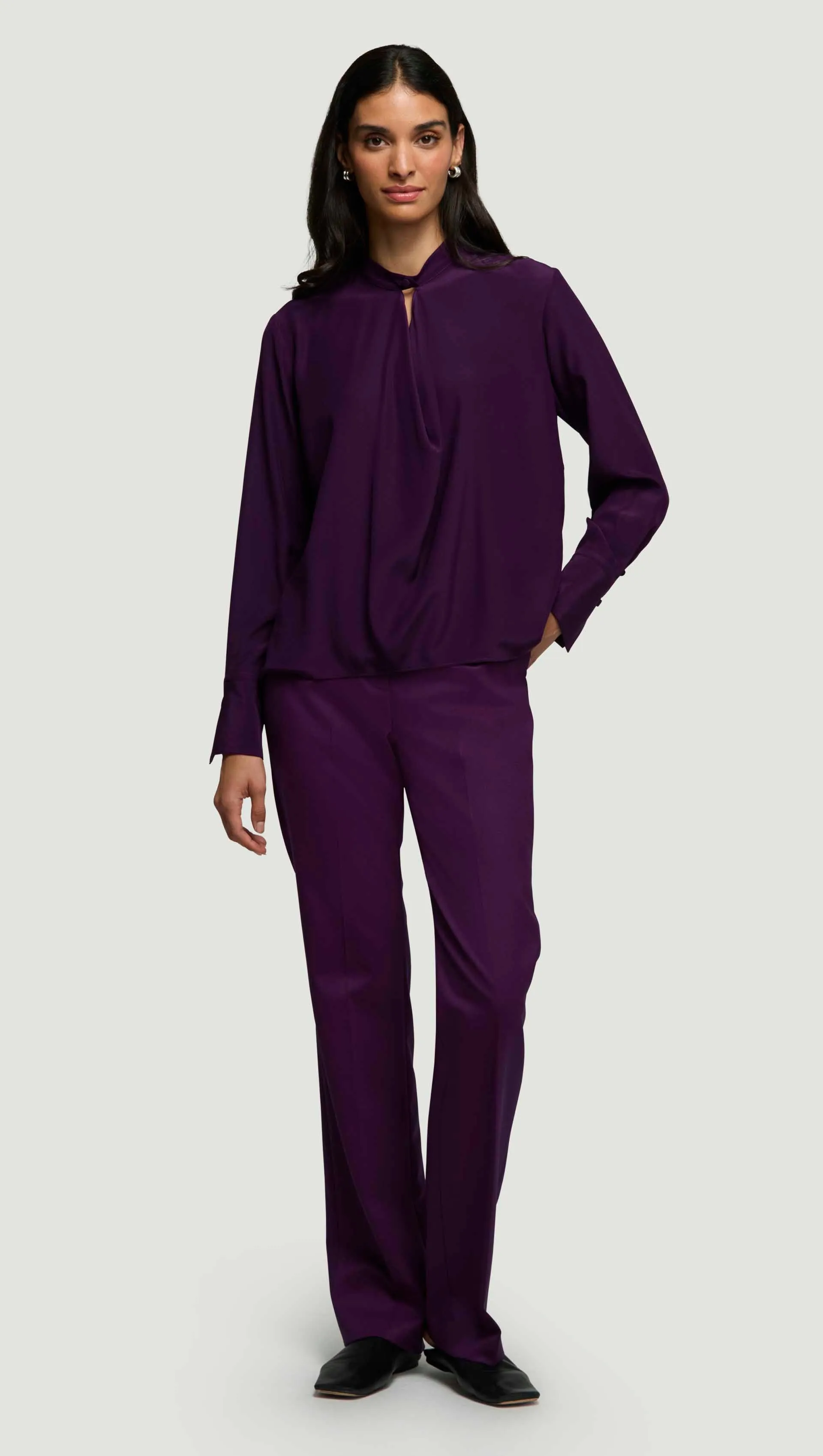 Cowl Neck Blouse in Silk Charmeuse | Grape sold by Argent product image thumbnail 3