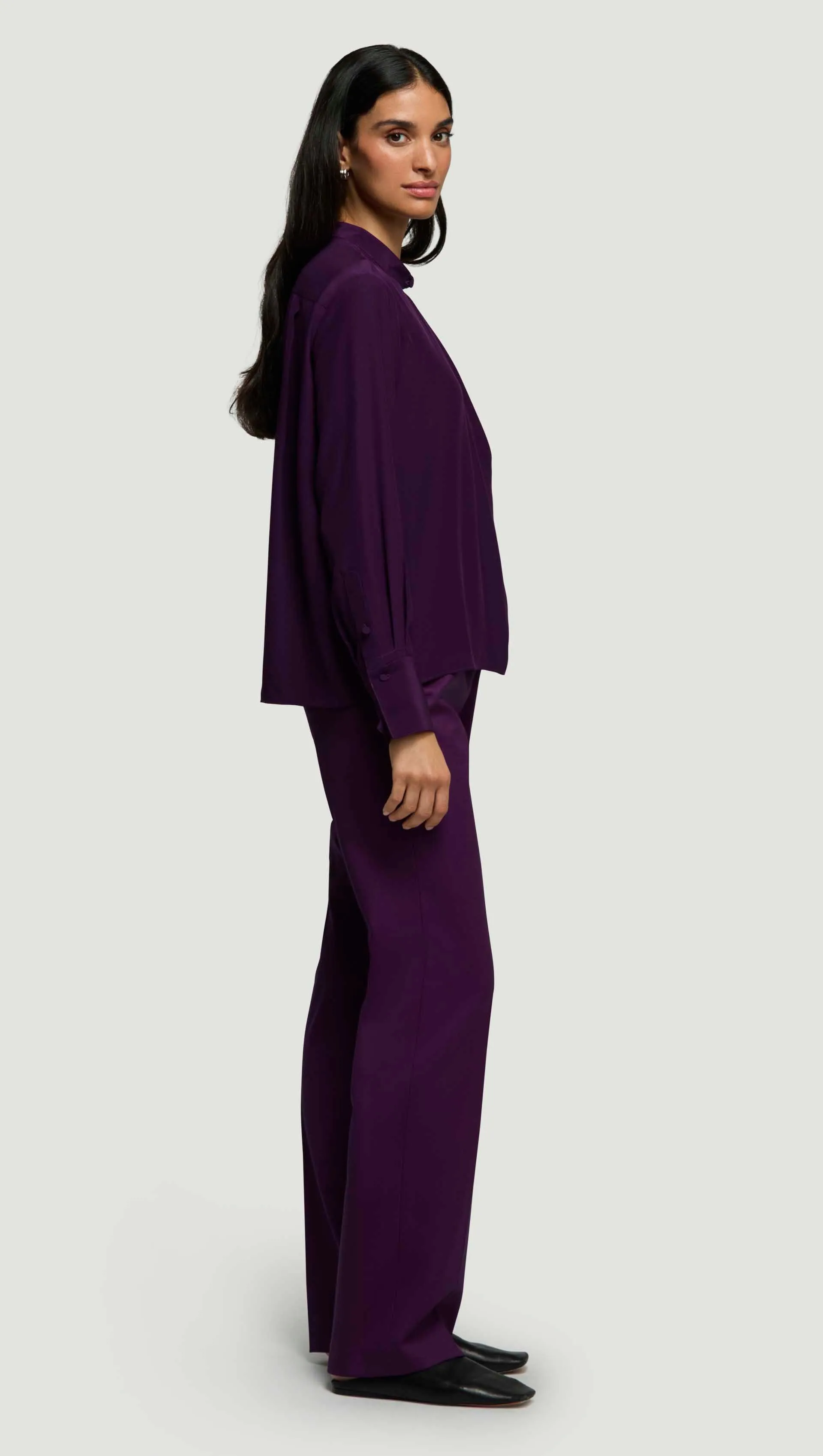 Cowl Neck Blouse in Silk Charmeuse | Grape sold by Argent product image thumbnail 4