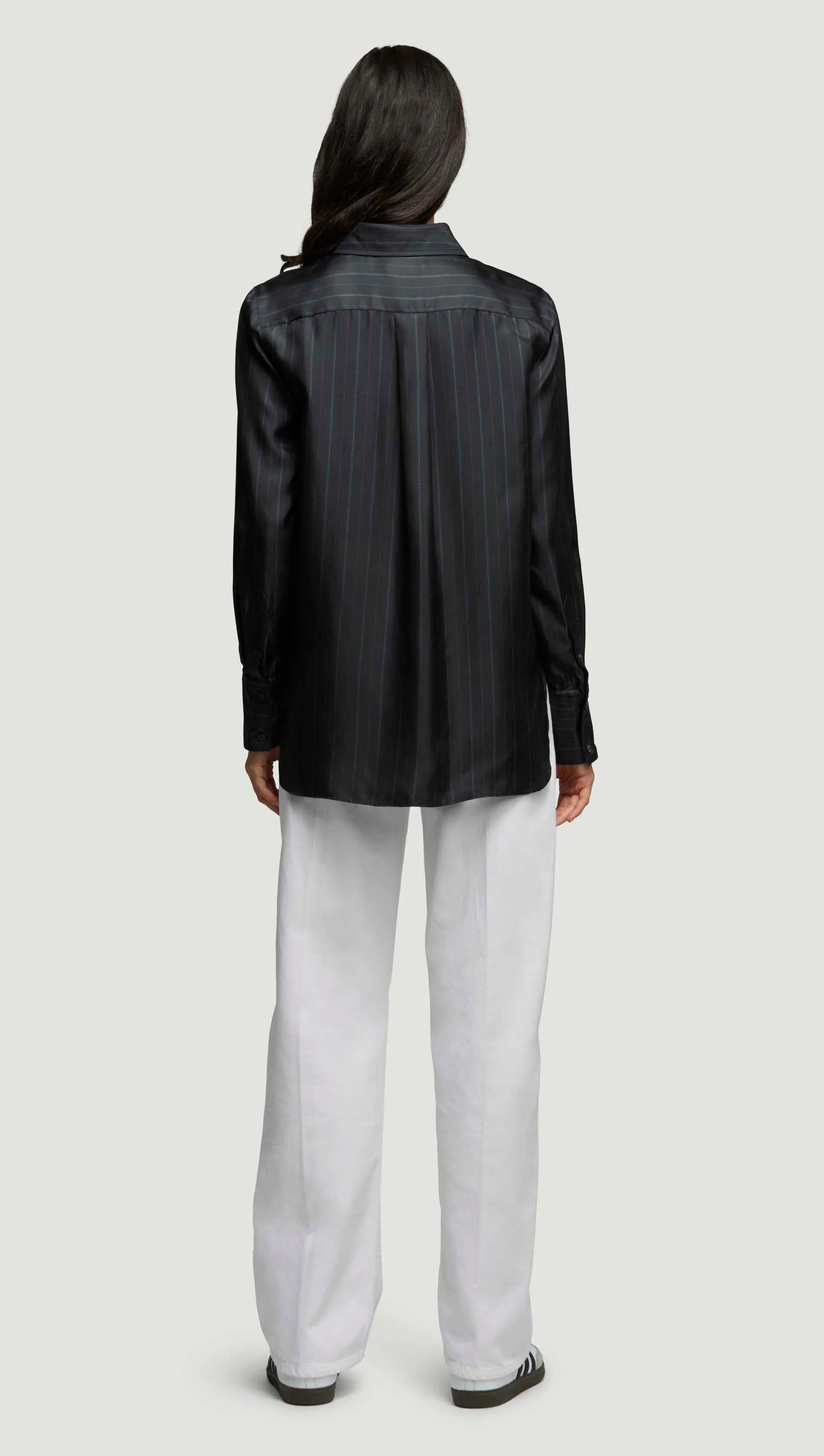 Slim Blouse in Silk Twill | Midnight Stripe sold by Argent product image thumbnail 5