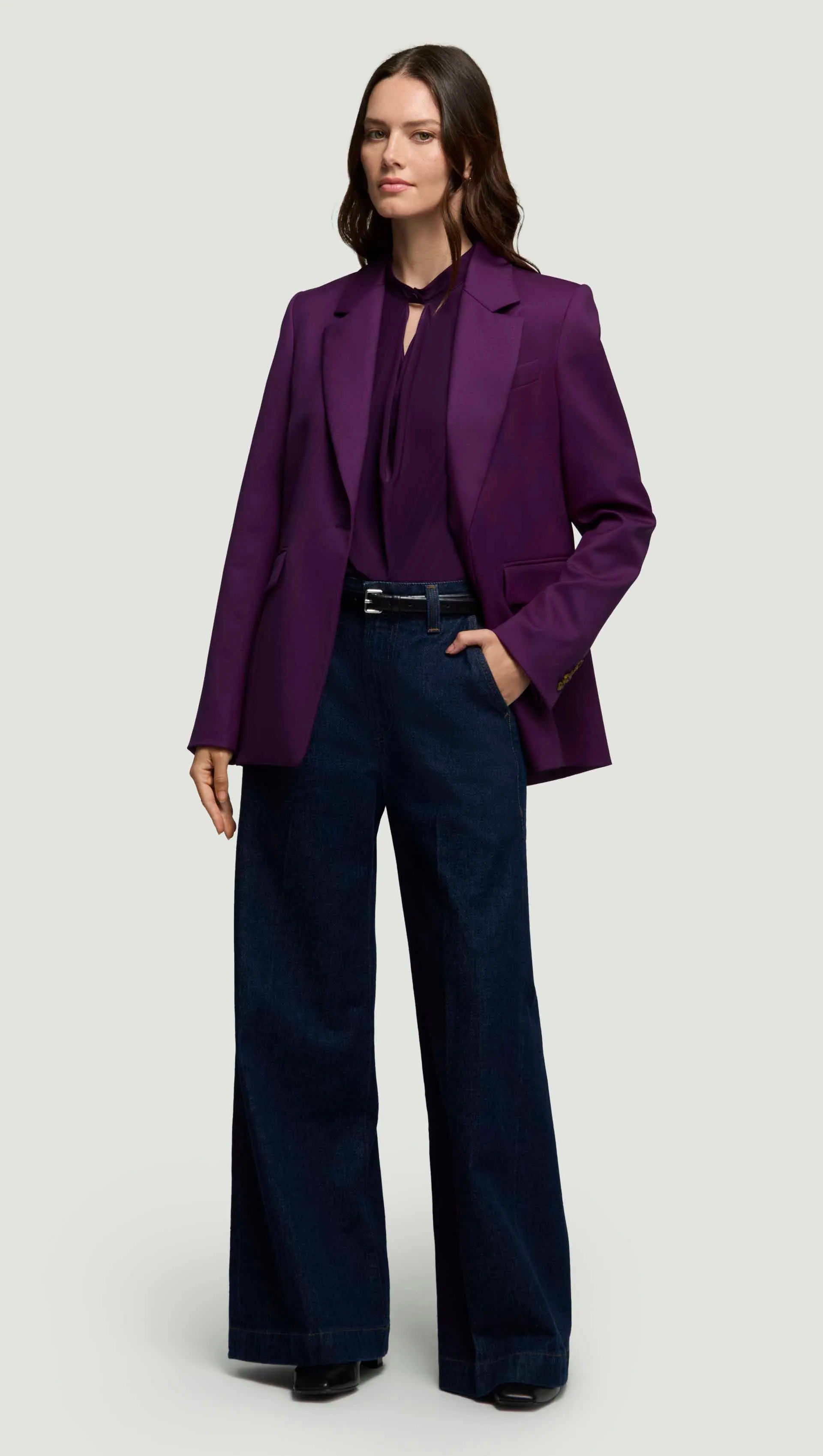Notch Lapel Blazer in Seasonless Wool | Grape sold by Argent product image thumbnail 3