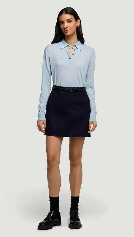 Mini Tailored Skirt in Double-Faced Wool | Navy sold by Argent