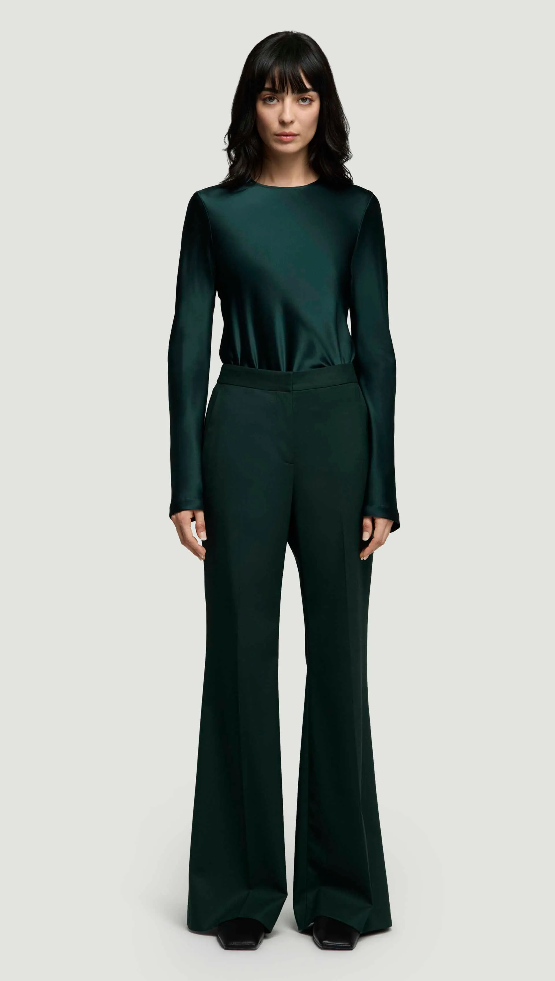 Tailored Flare Trouser in Seasonless Wool | Deep Forest sold by Argent product image thumbnail 3
