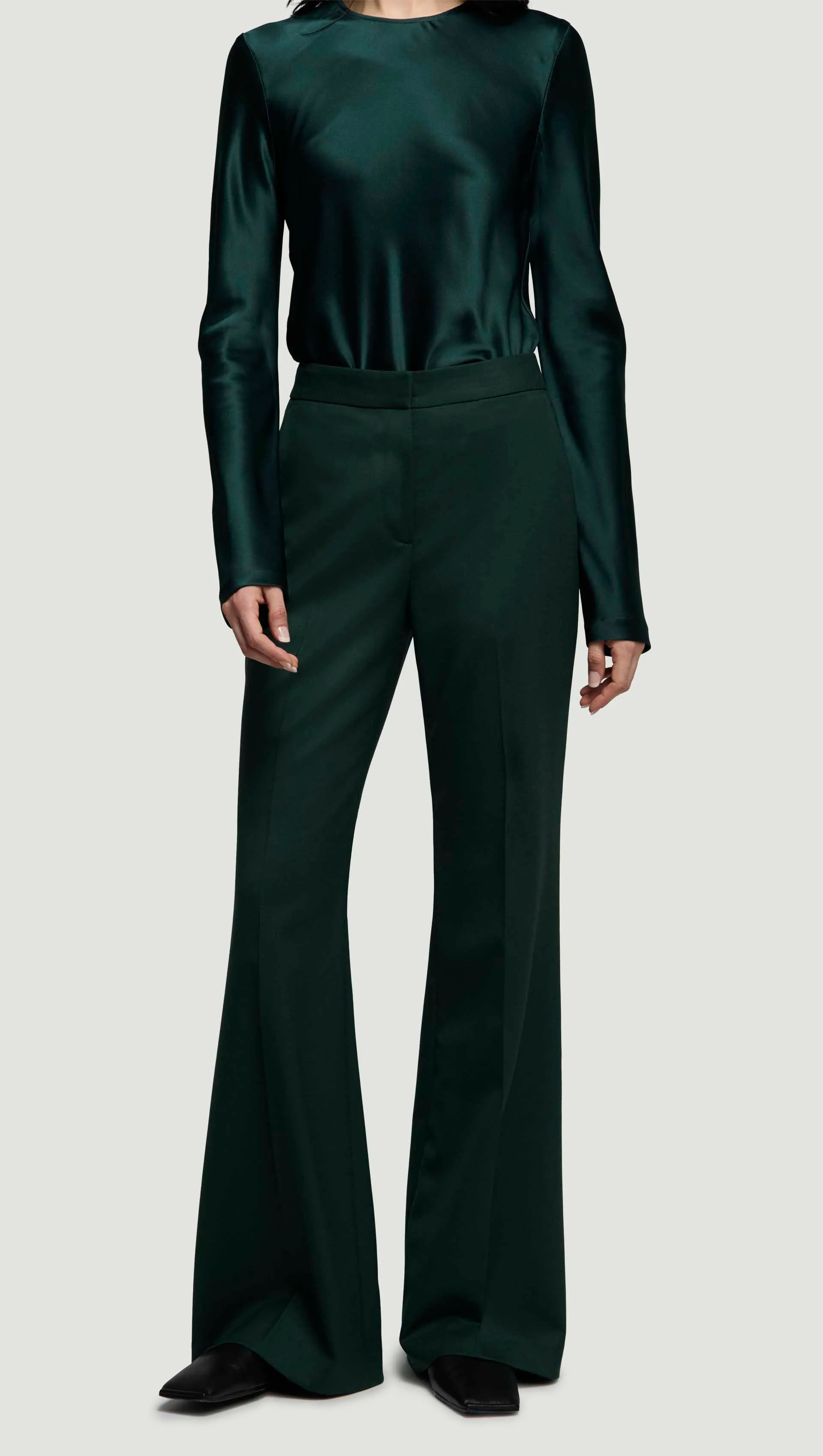 Tailored Flare Trouser in Seasonless Wool | Deep Forest sold by Argent product image thumbnail 5