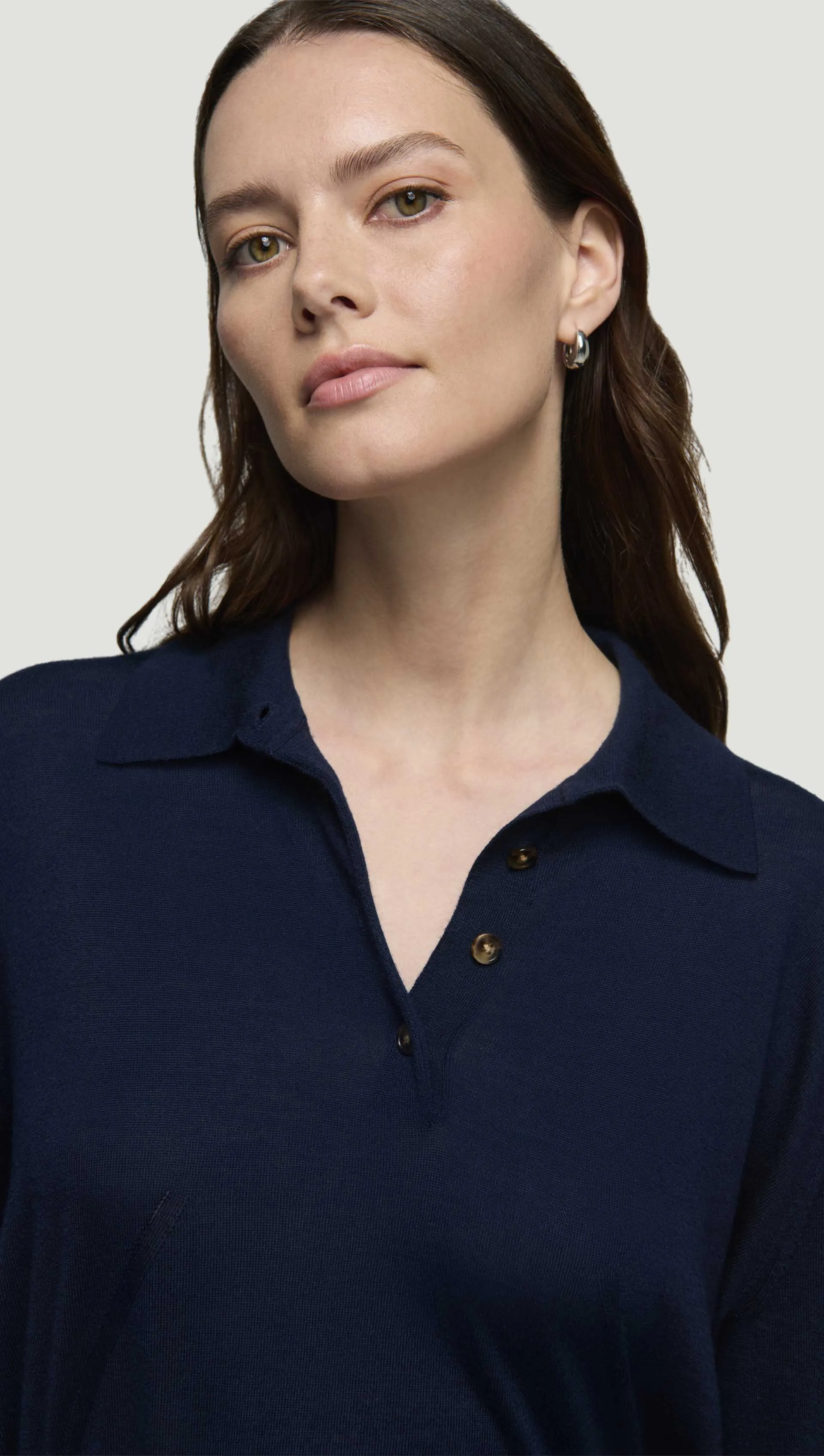 Fine Polo in Merino Silk | Navy sold by Argent product image thumbnail 2