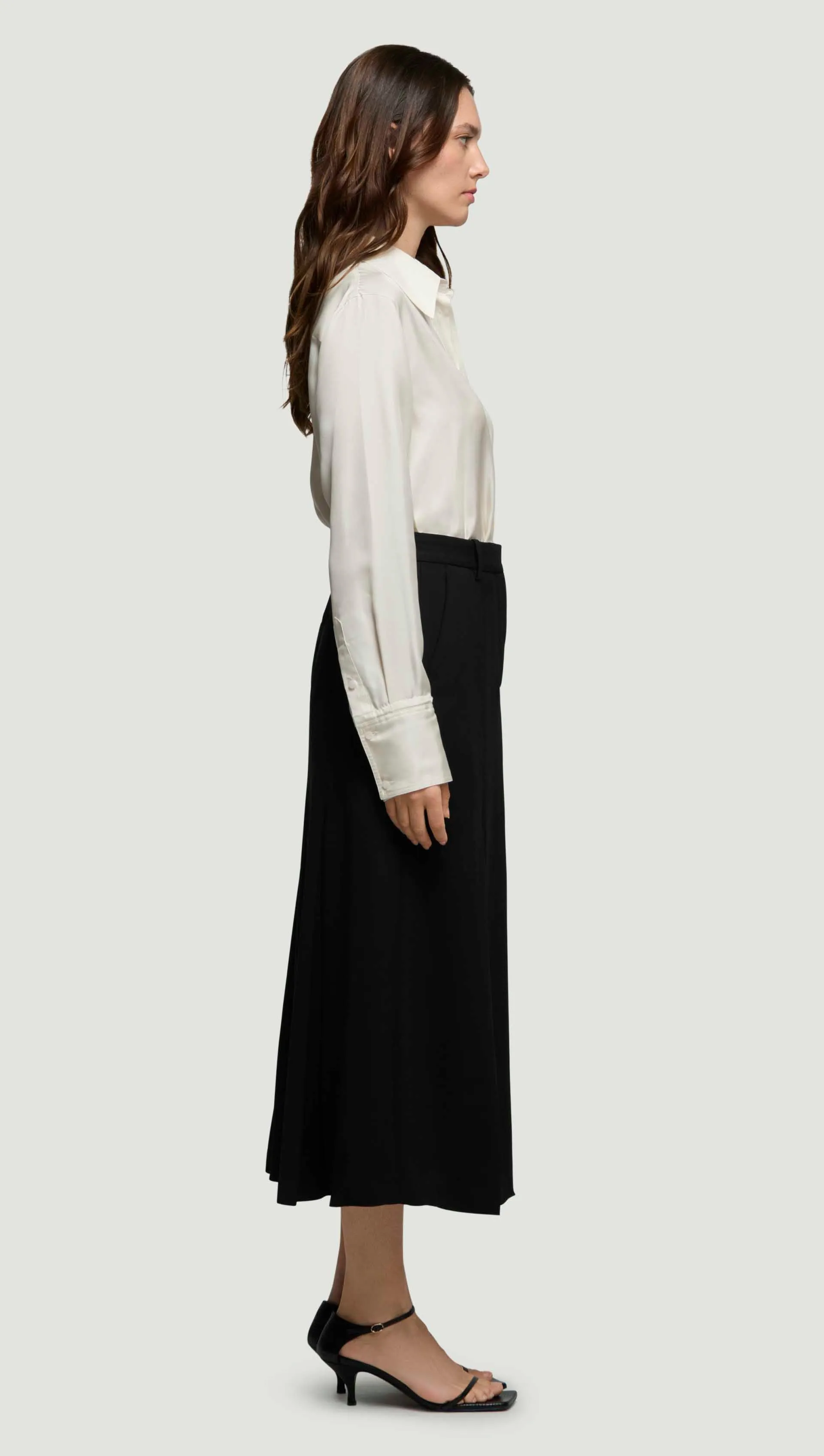 Godet Skirt in Stretch Crepe | Black sold by Argent product image thumbnail 3