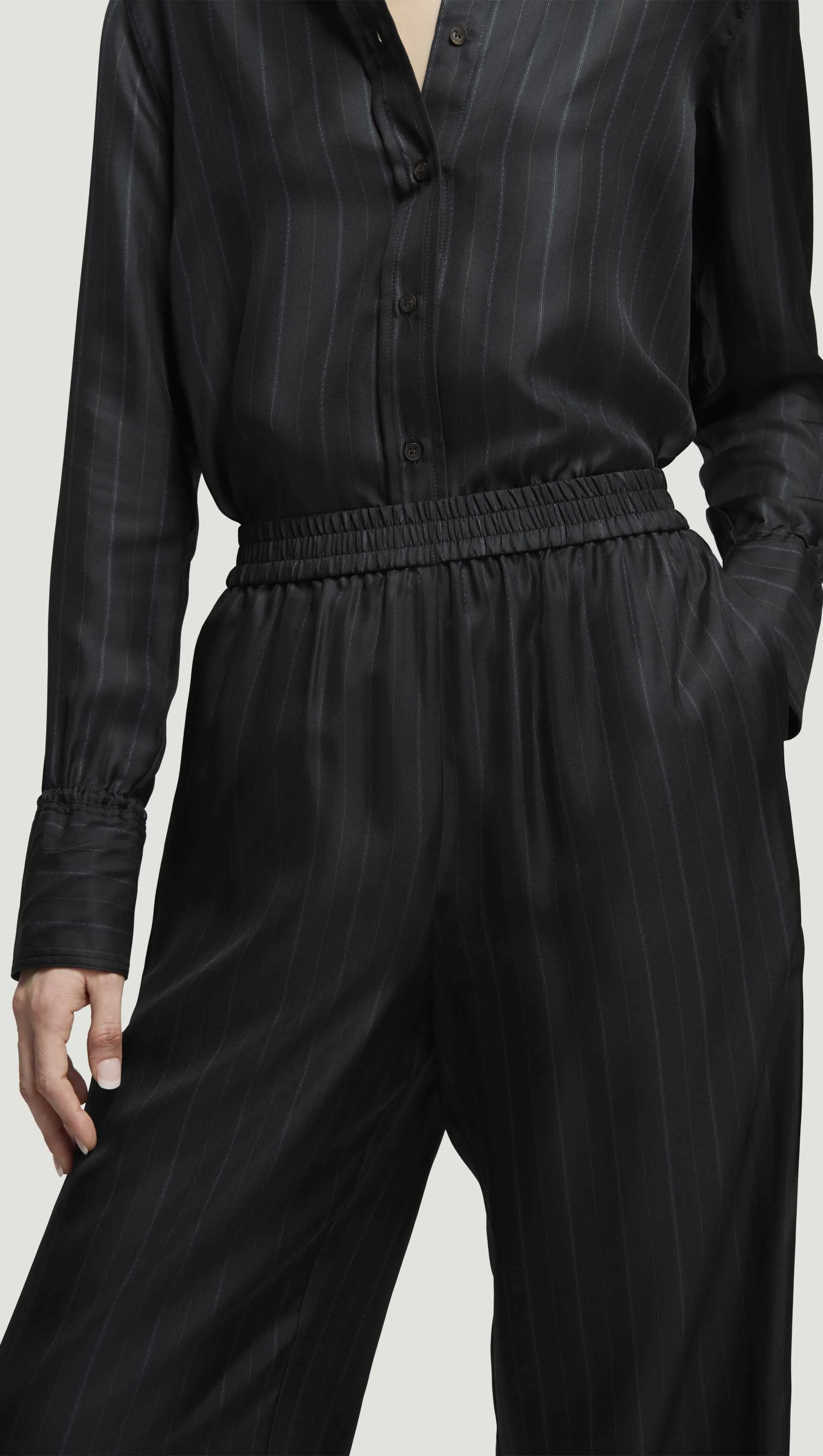 Pull-Up Pant in Silk Twill | Midnight Stripe sold by Argent product image thumbnail 2