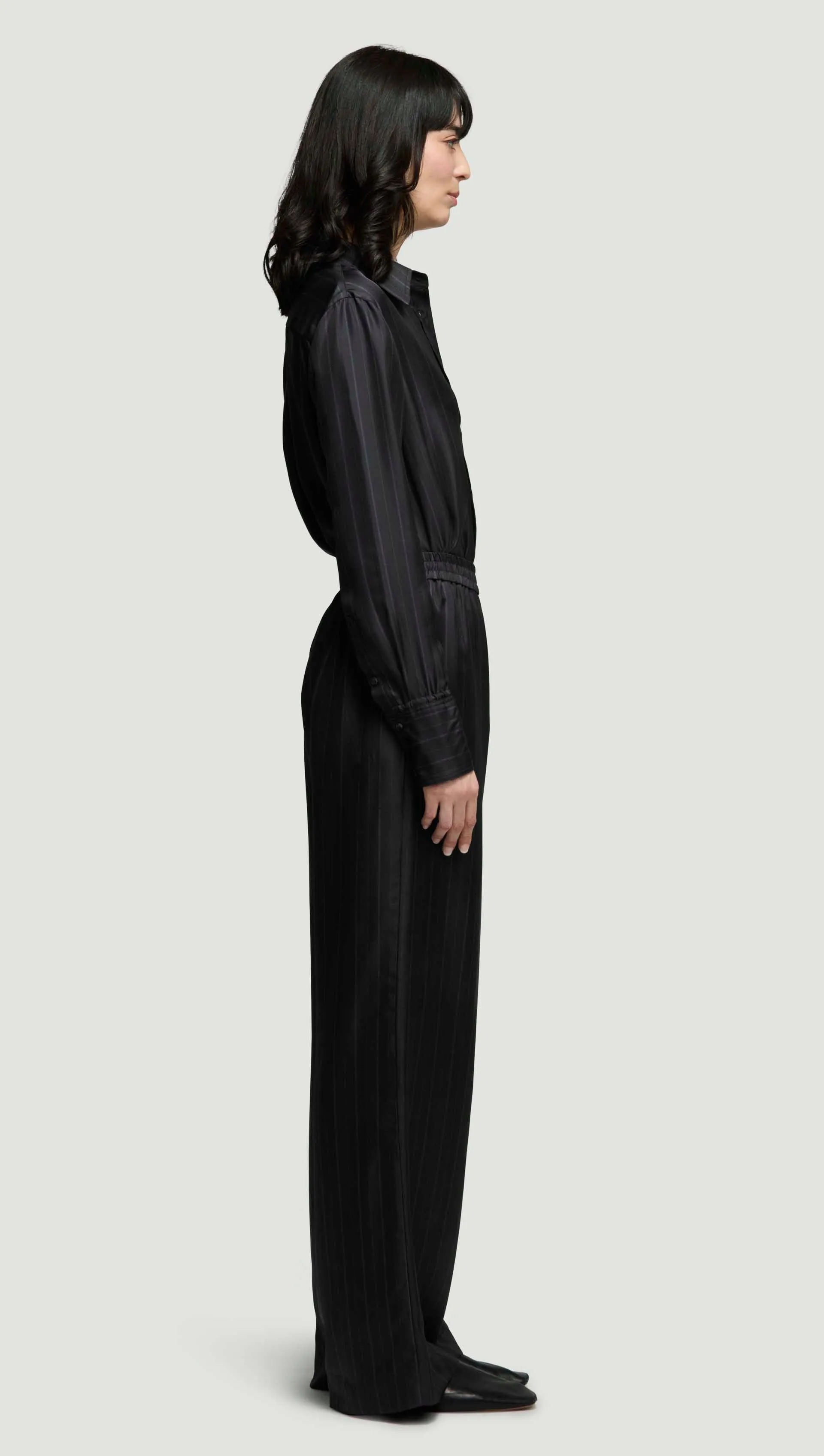 Pull-Up Pant in Silk Twill | Midnight Stripe sold by Argent product image thumbnail 5
